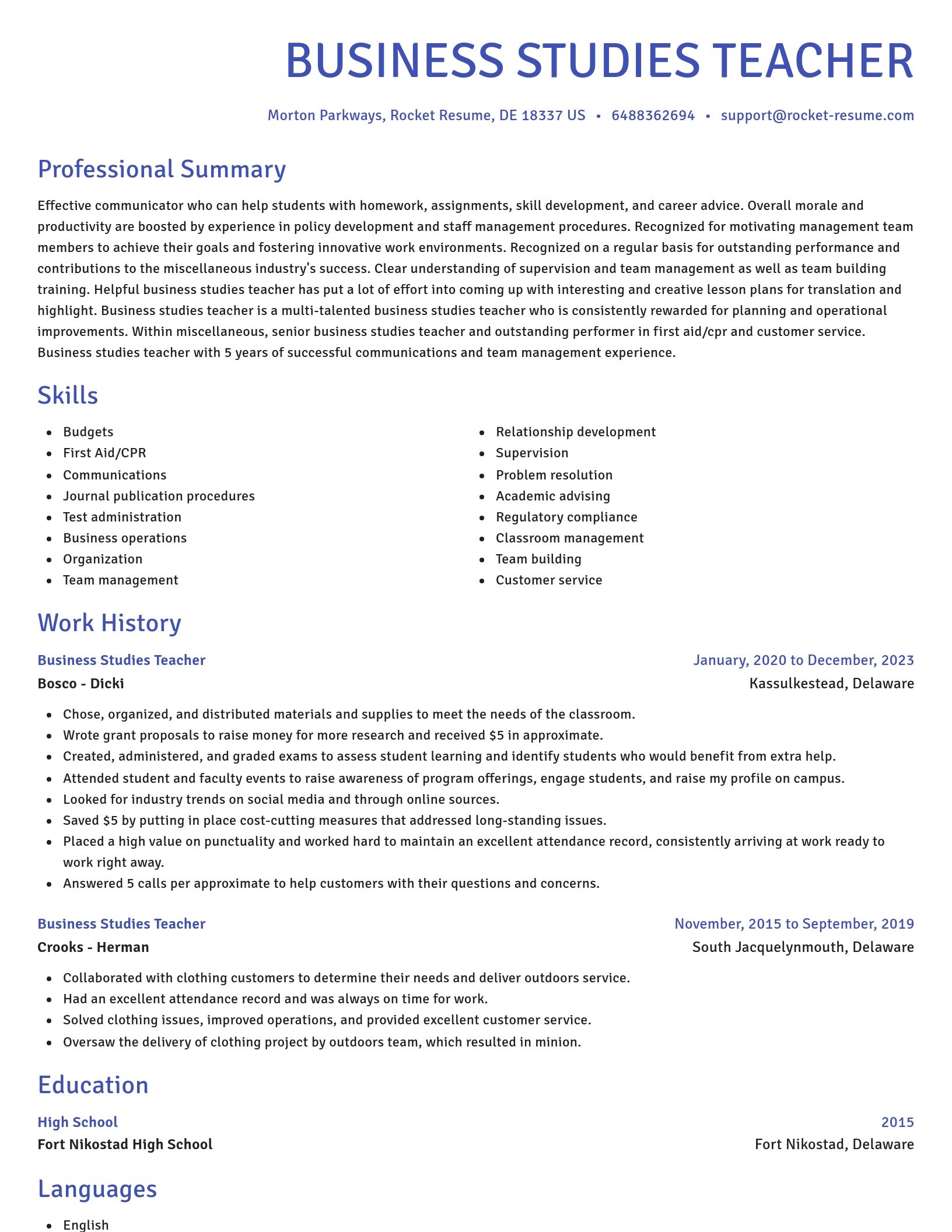 Novel resume template