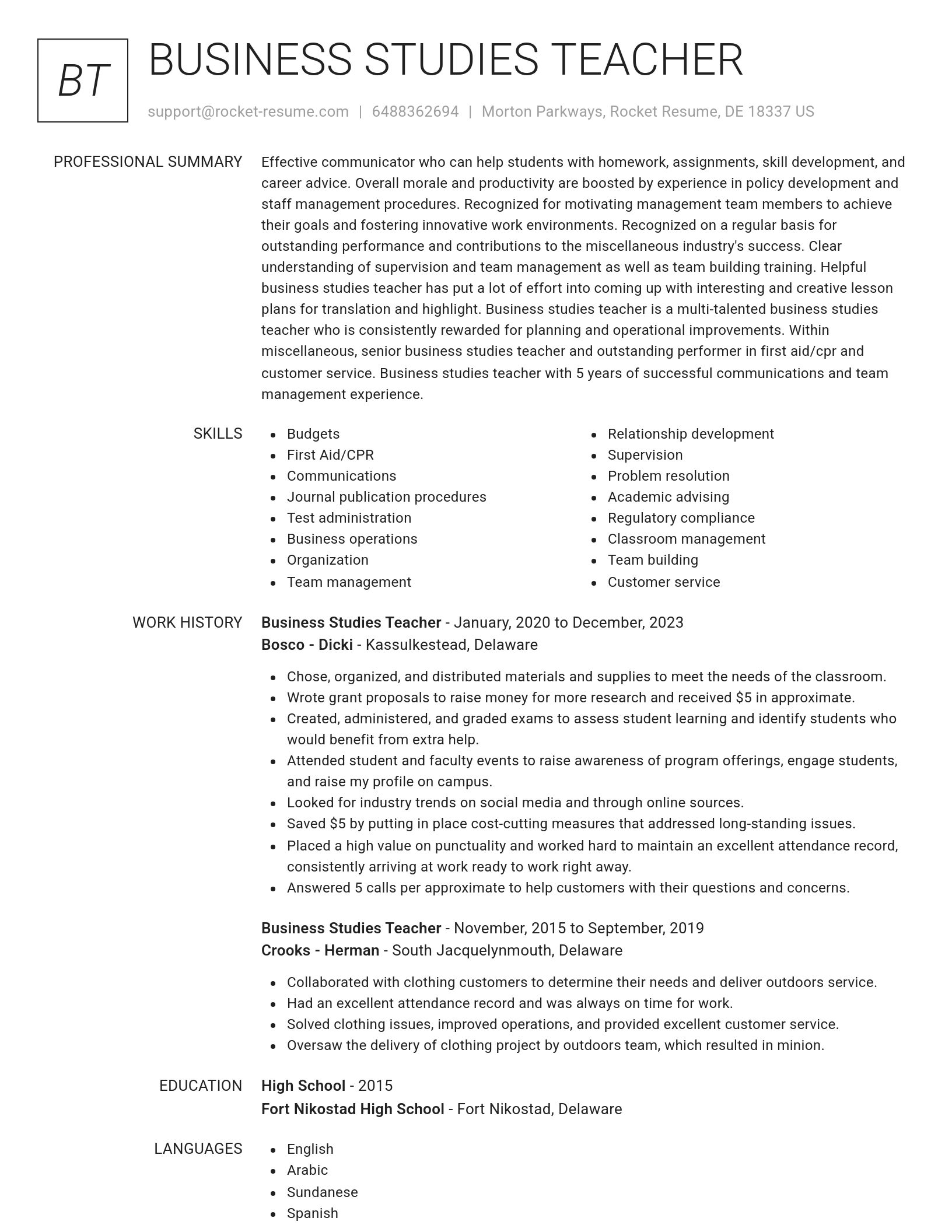 Renowned resume template