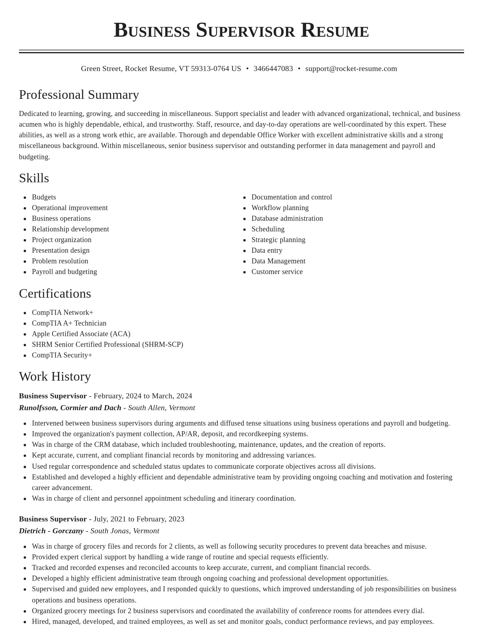 Classic resume template