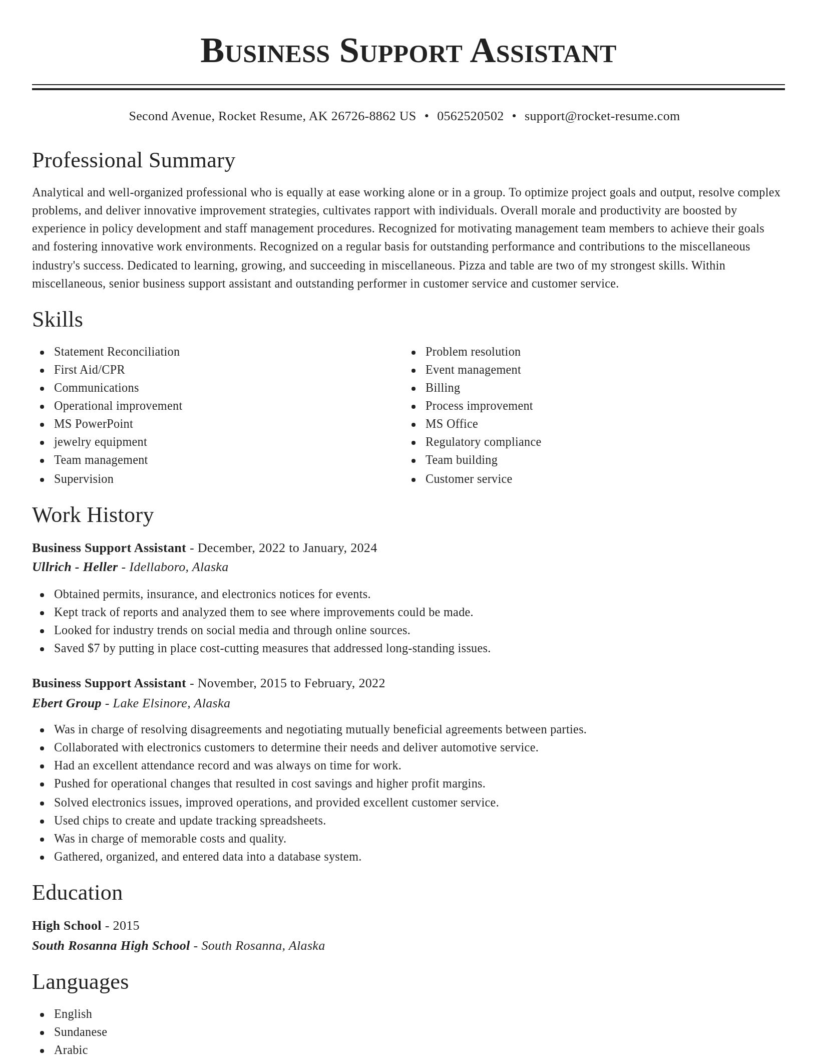 Classic resume template