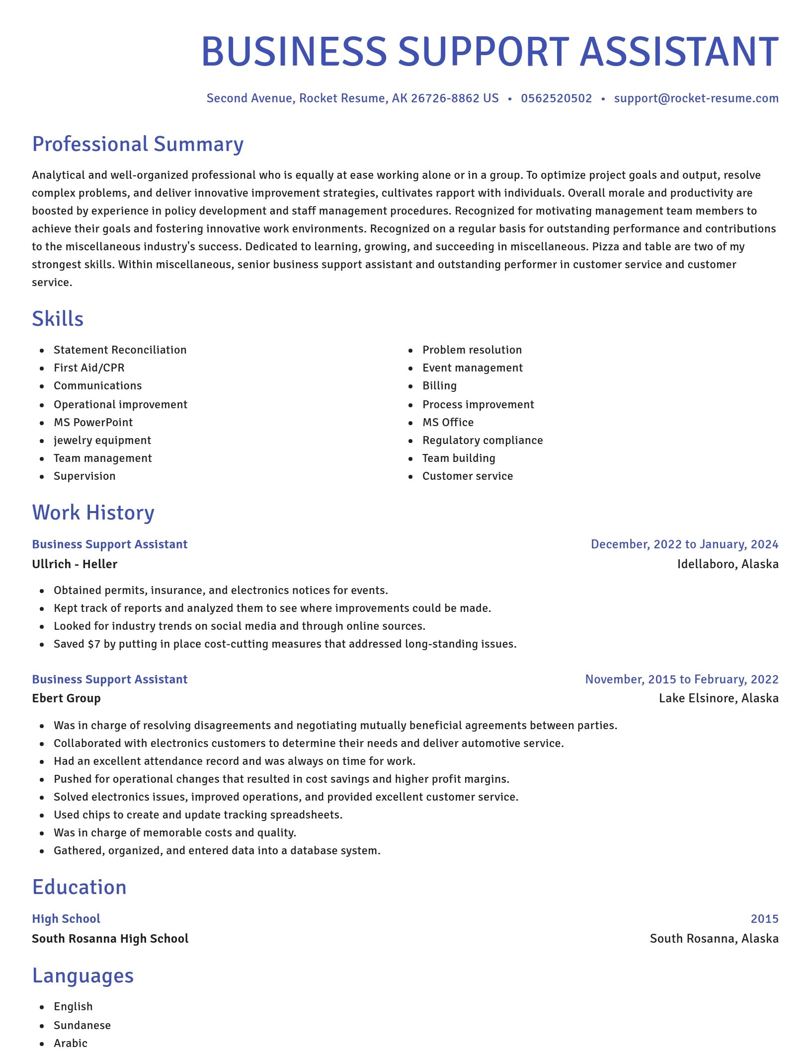 Novel resume template
