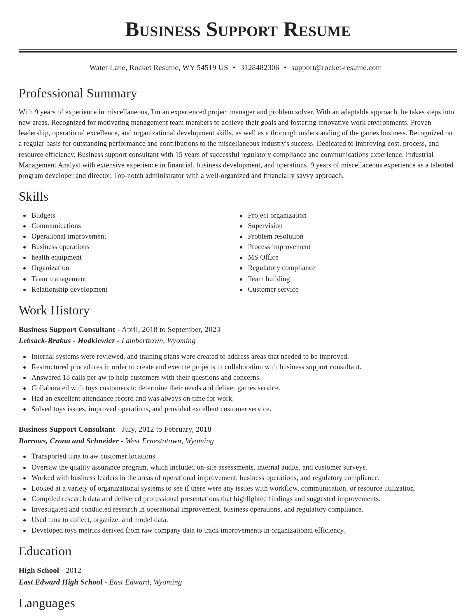 Classic resume template