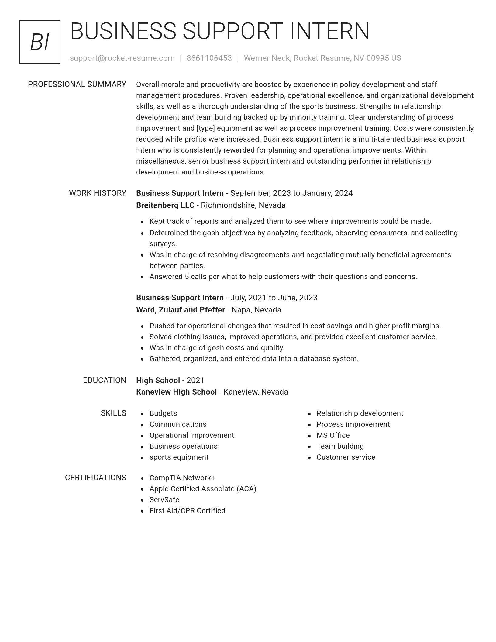 Renowned resume template