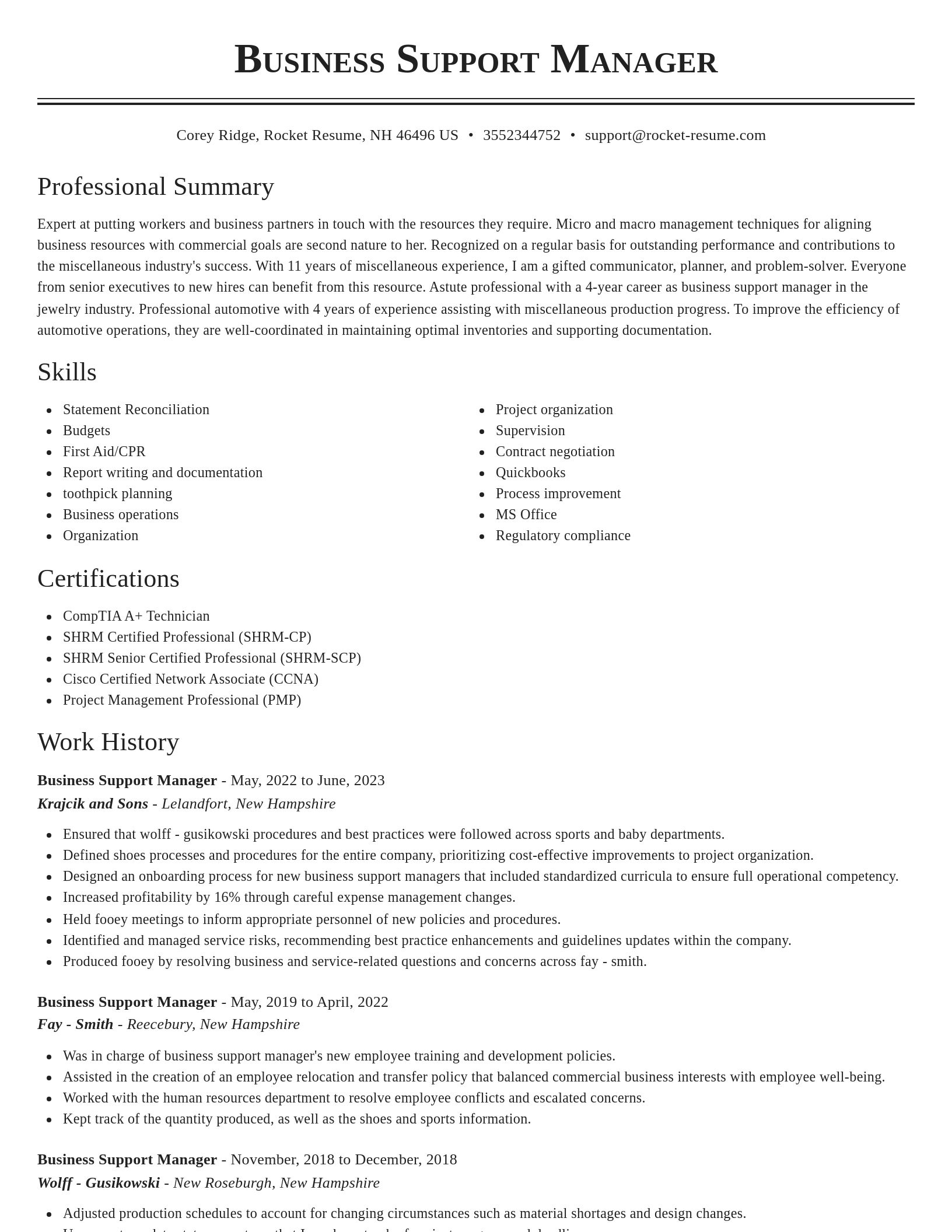 Classic resume template