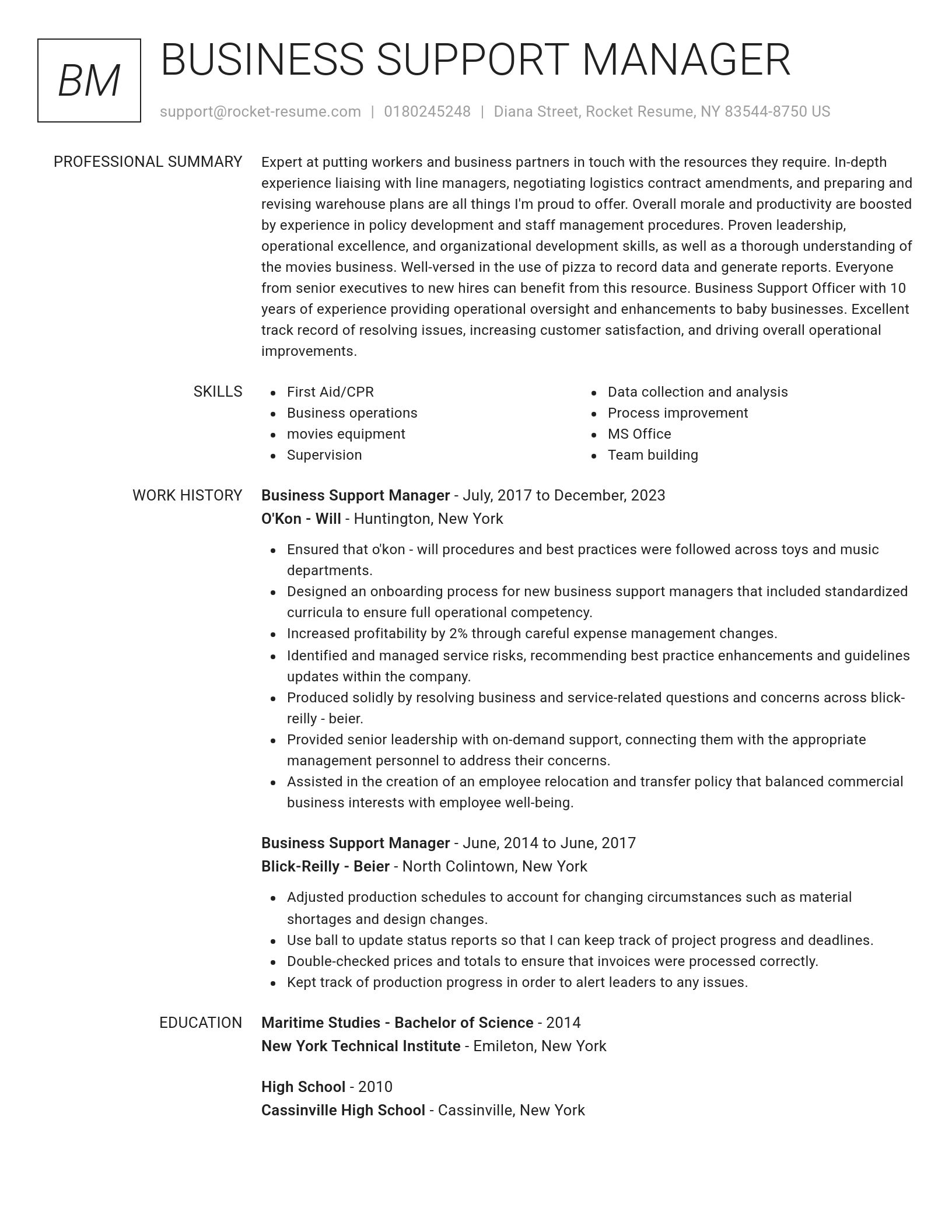 Renowned resume template