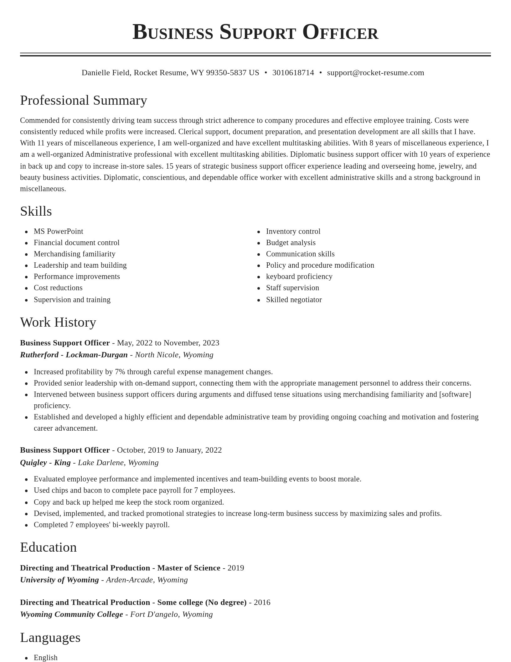 Classic resume template