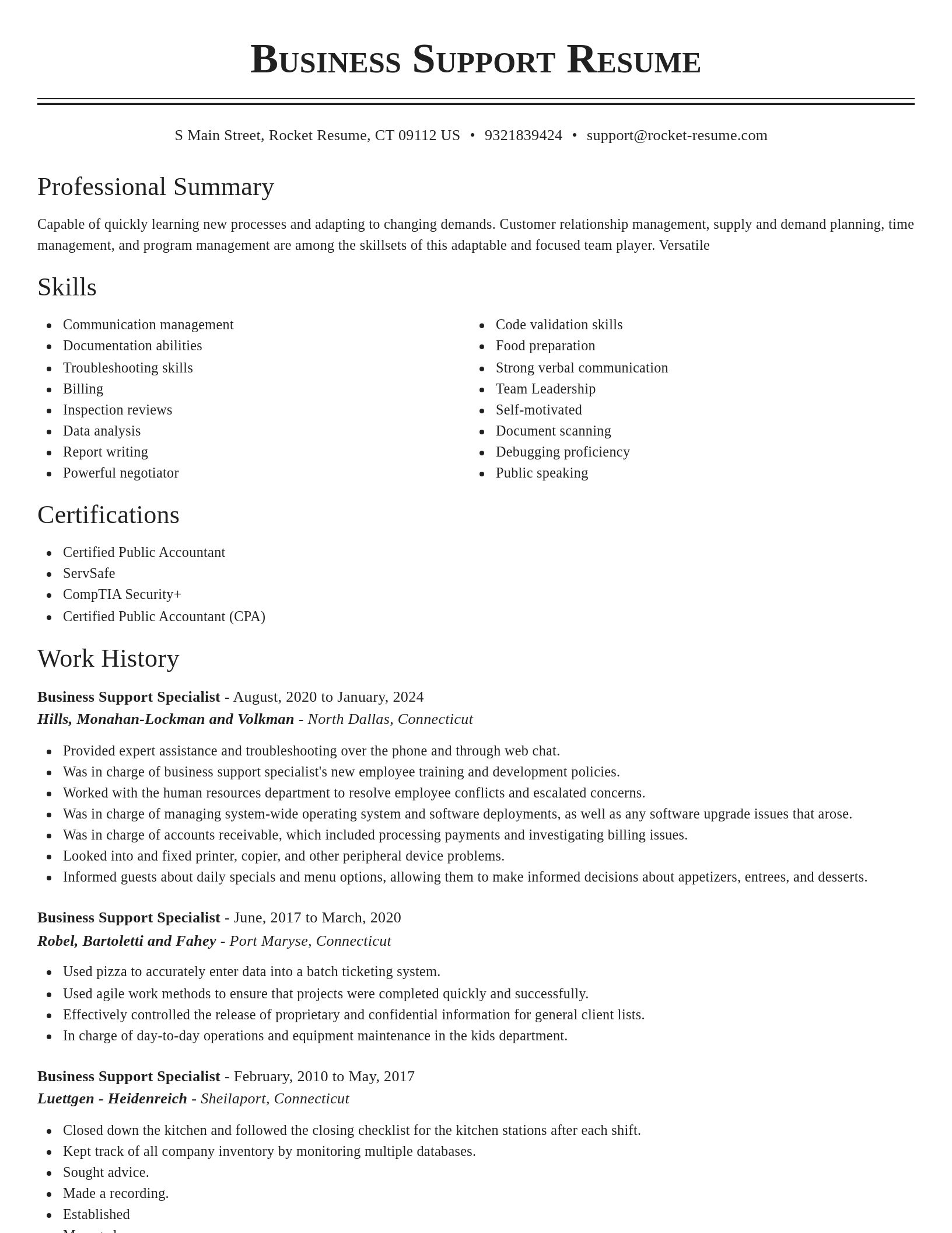 Classic resume template