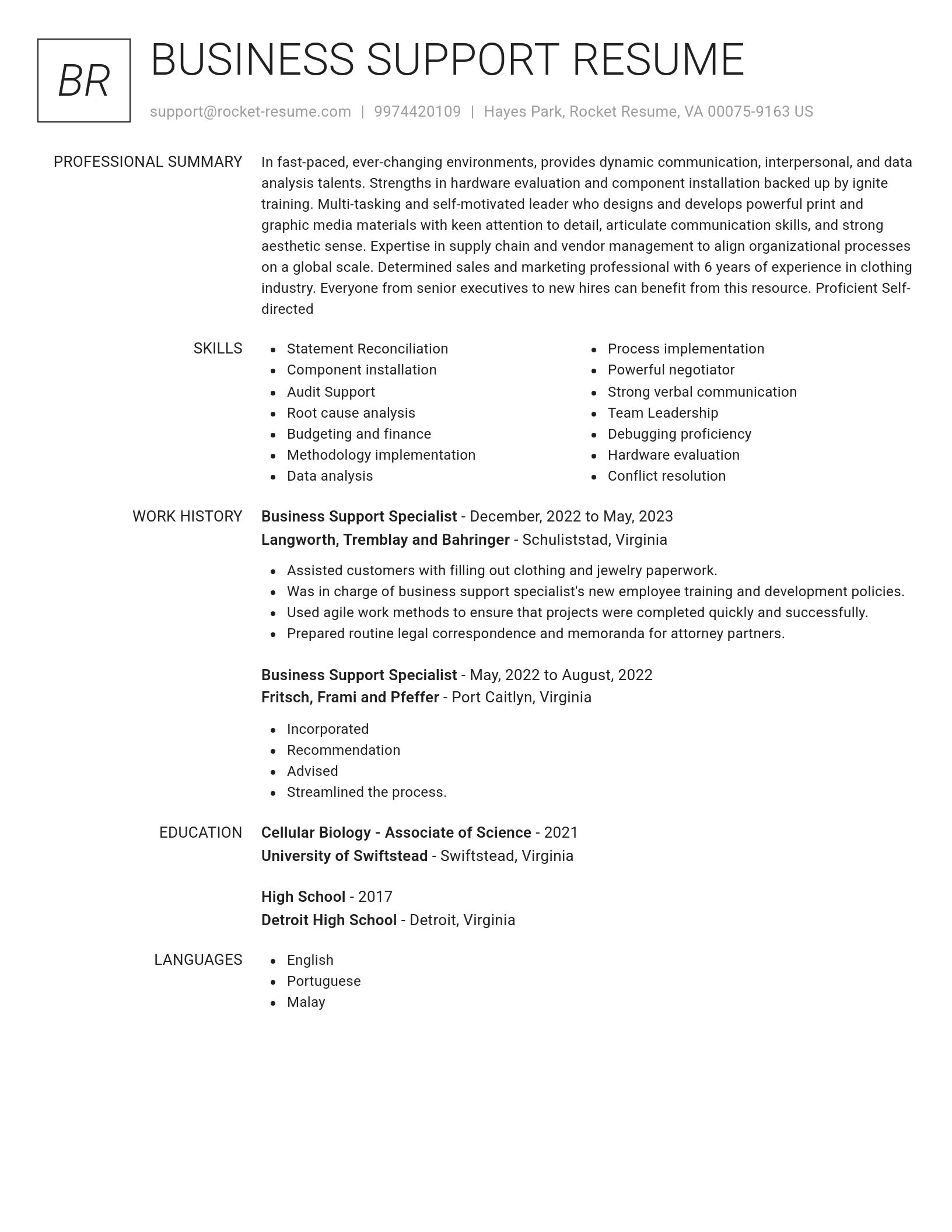 Renowned resume template