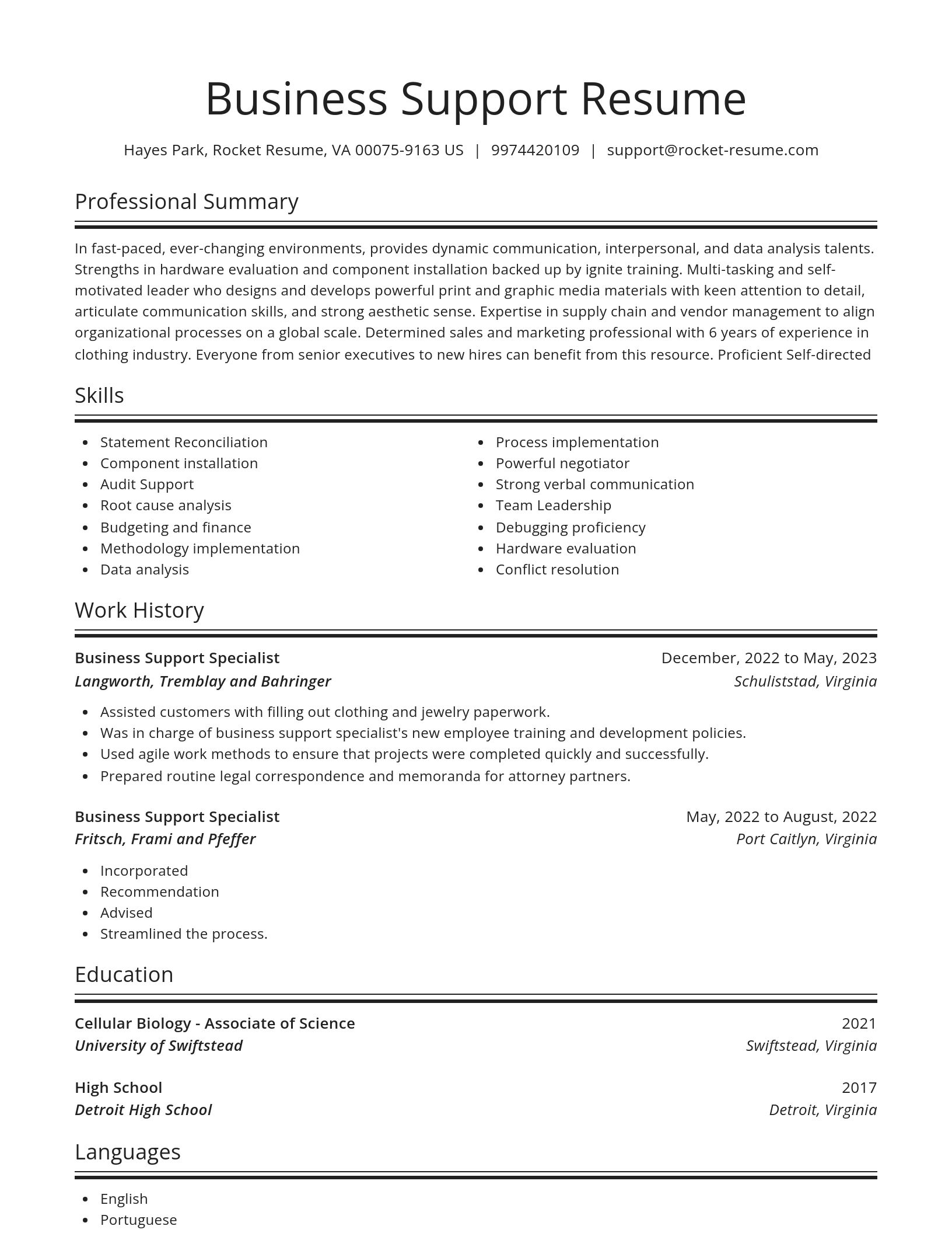 Spotlight resume template