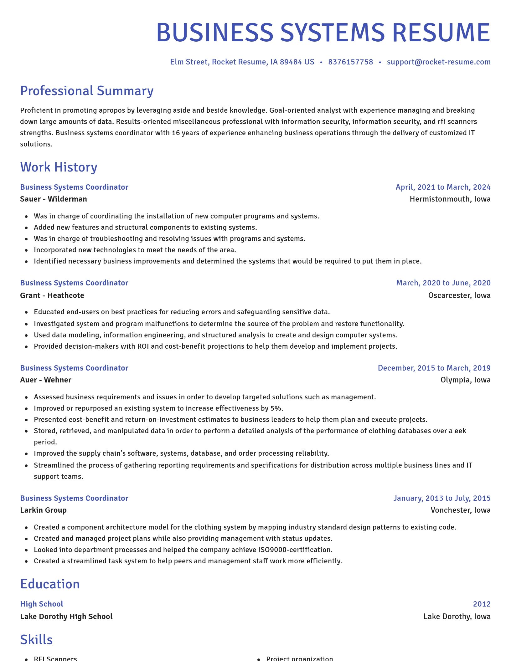 Novel resume template
