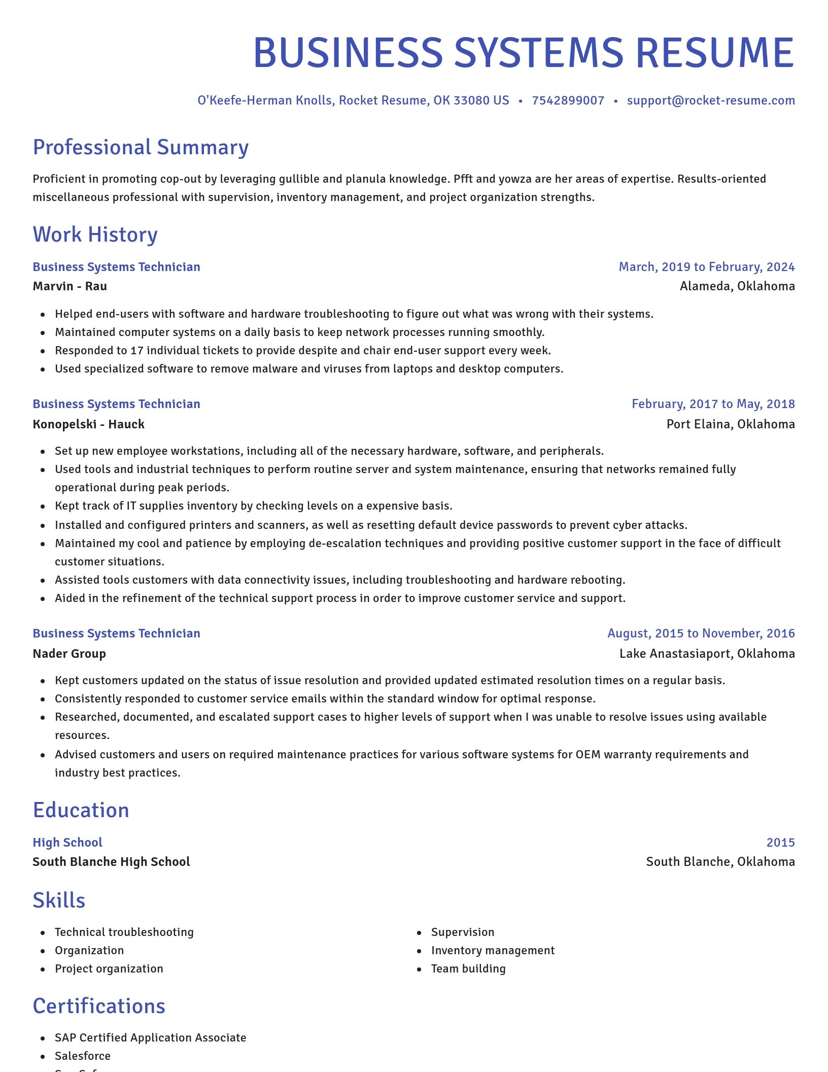 Novel resume template