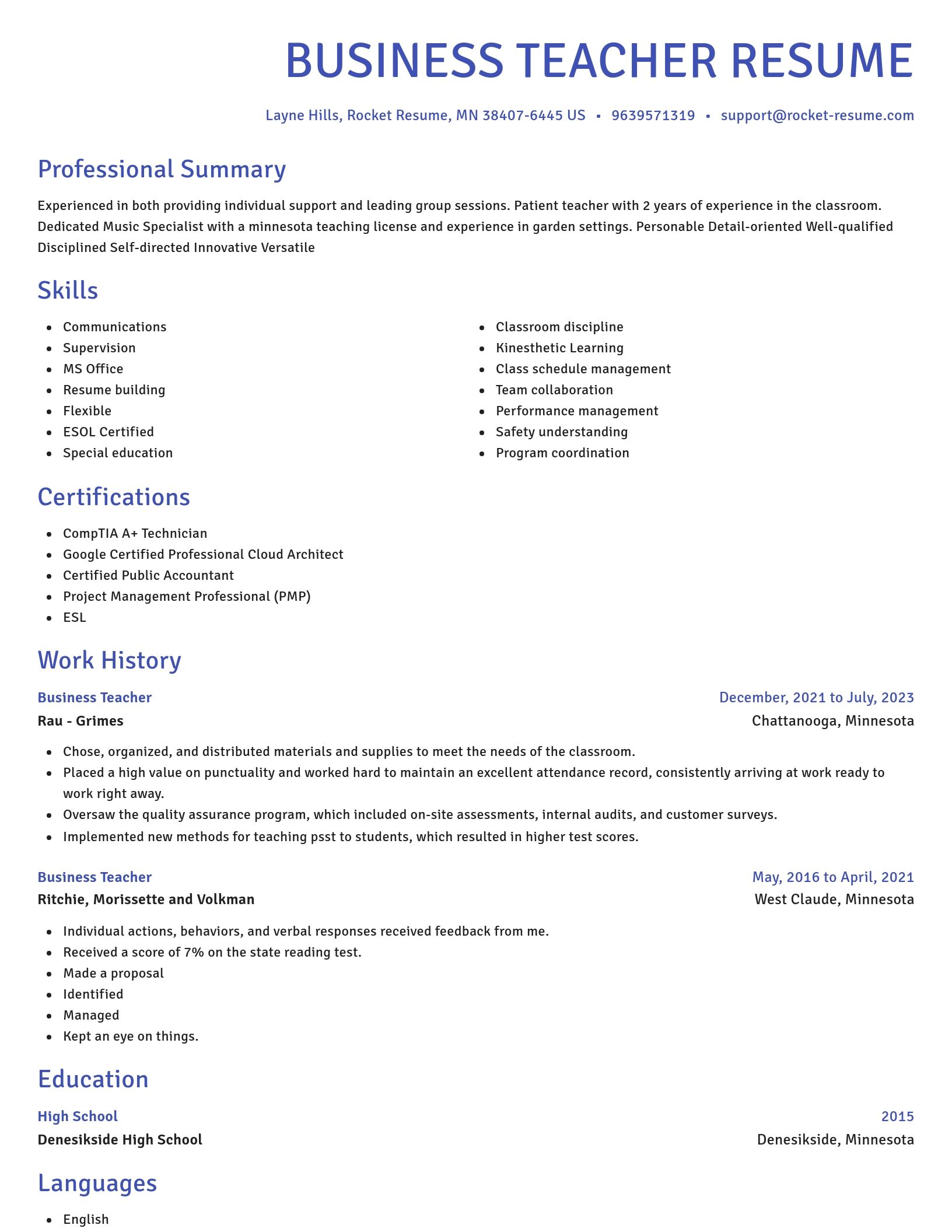 Novel resume template