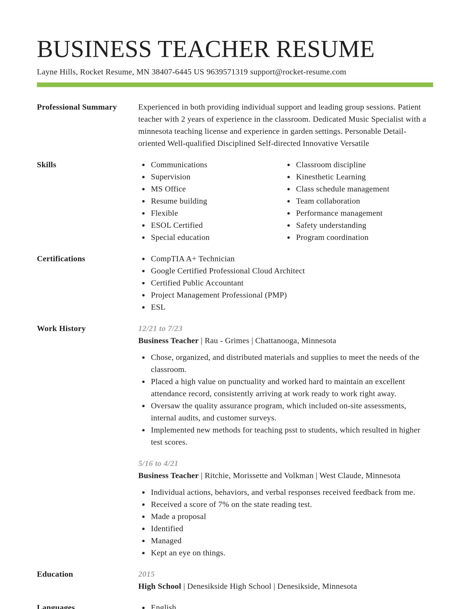 Smart resume template
