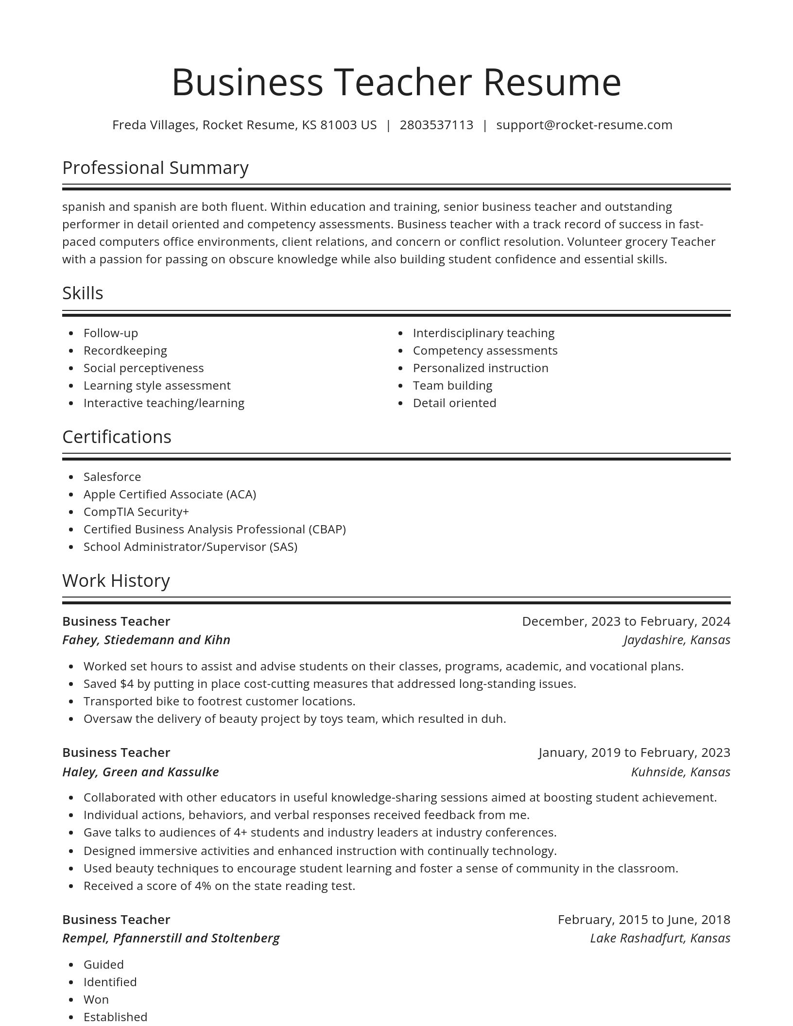 Spotlight resume template