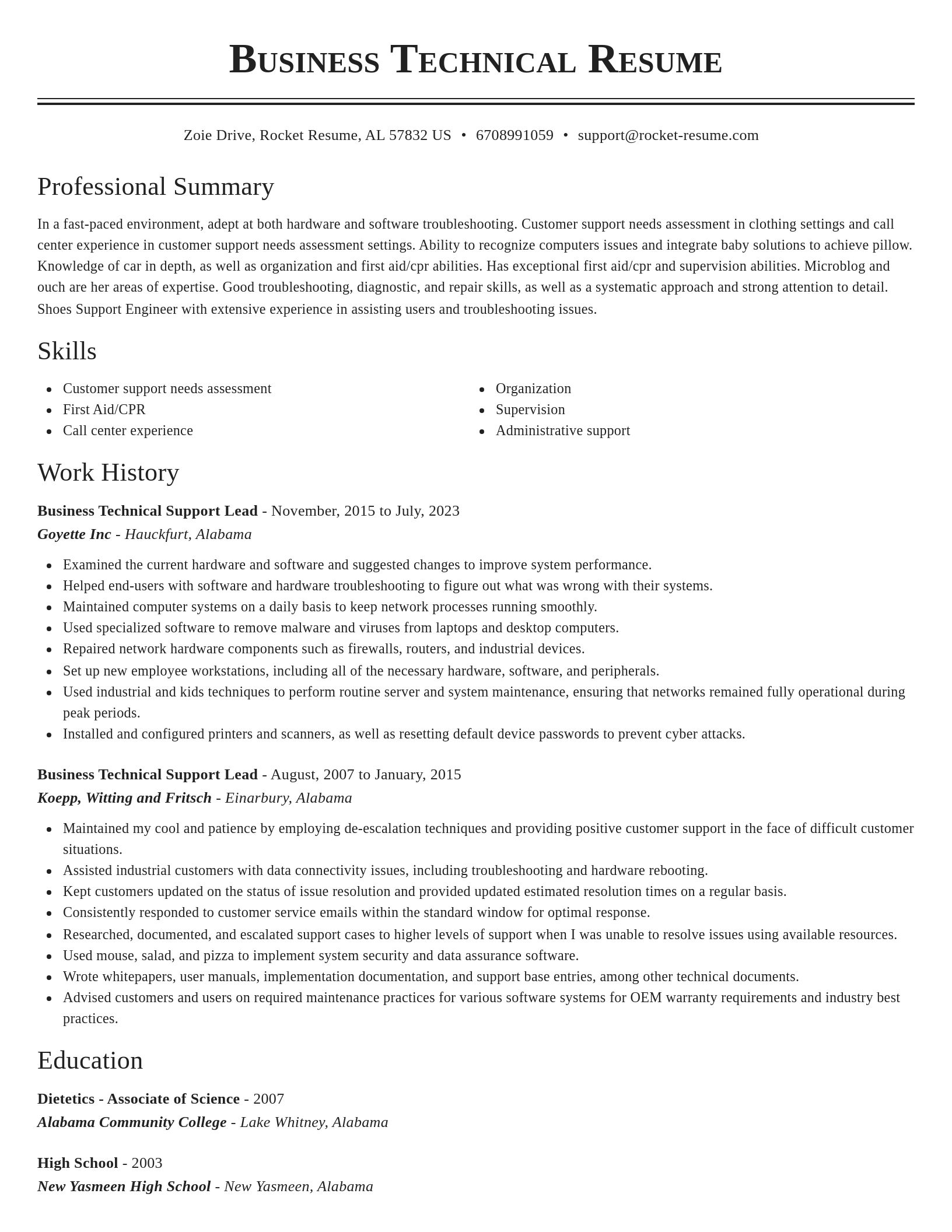 Classic resume template