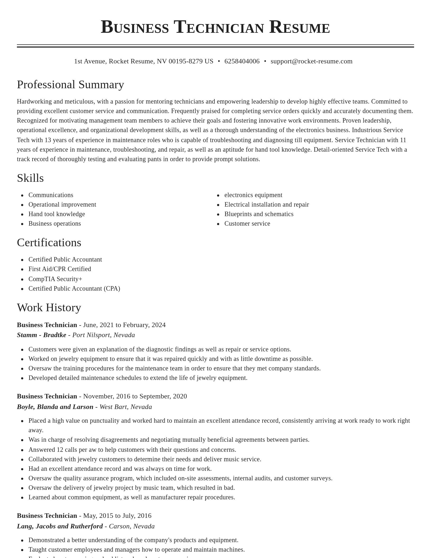 Classic resume template