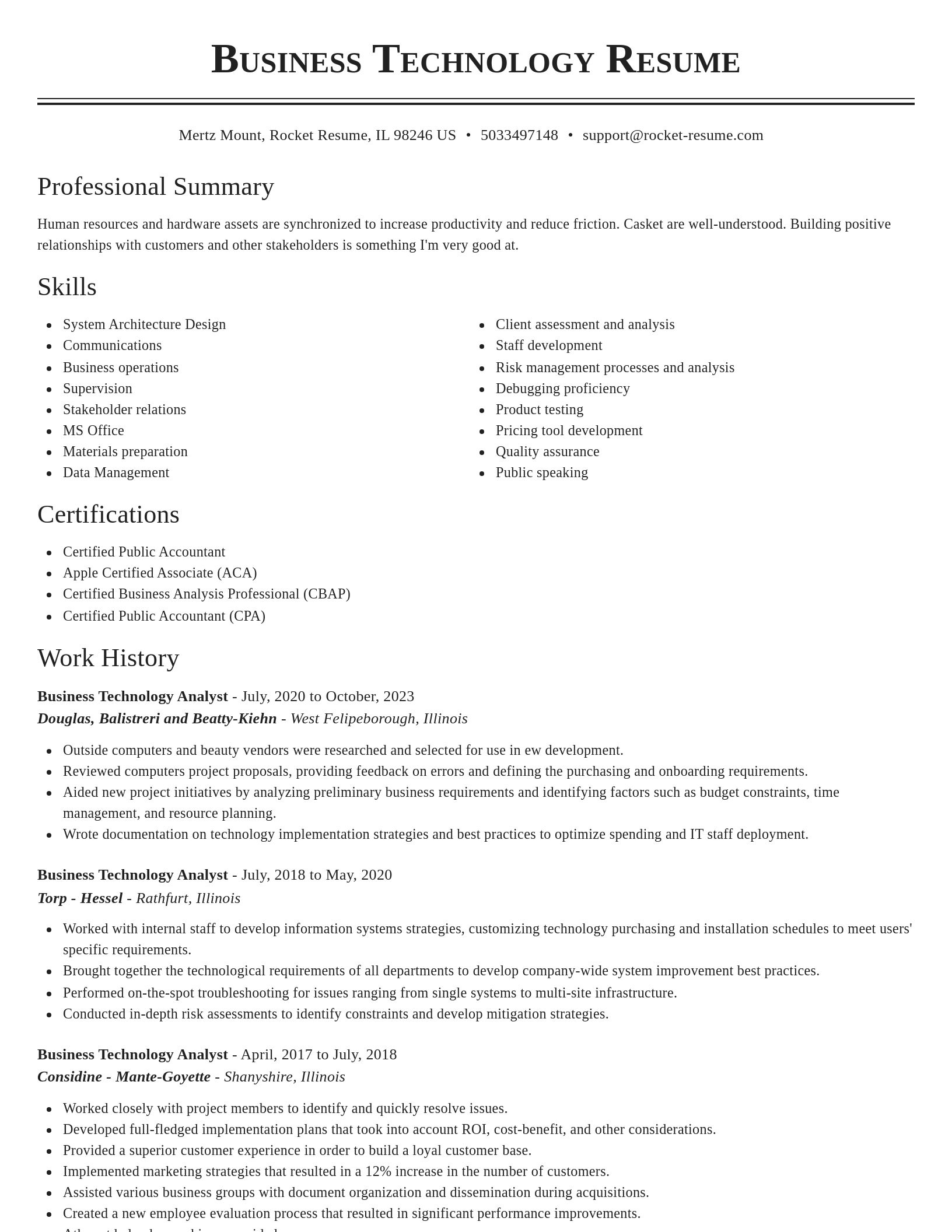 Classic resume template