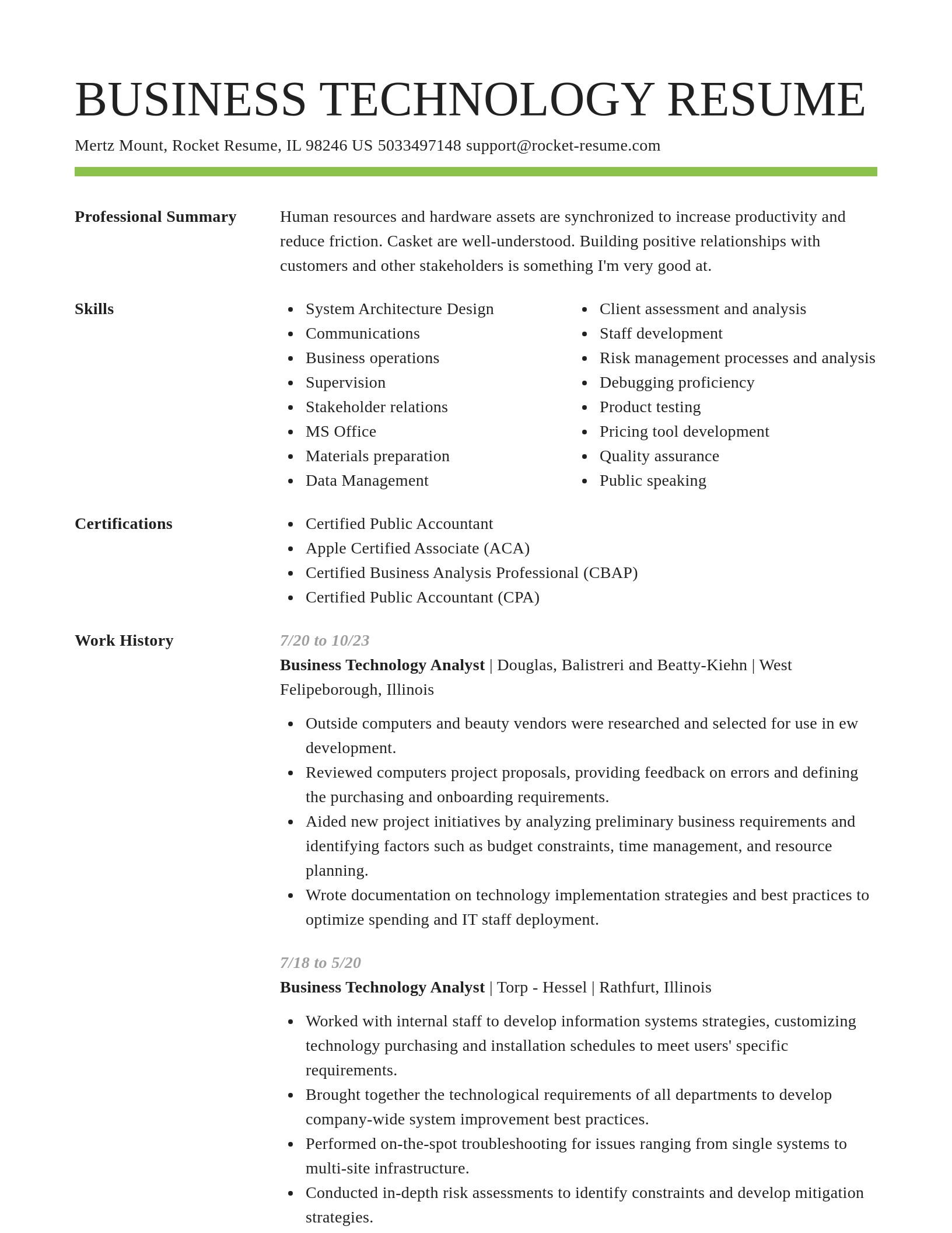 Smart resume template