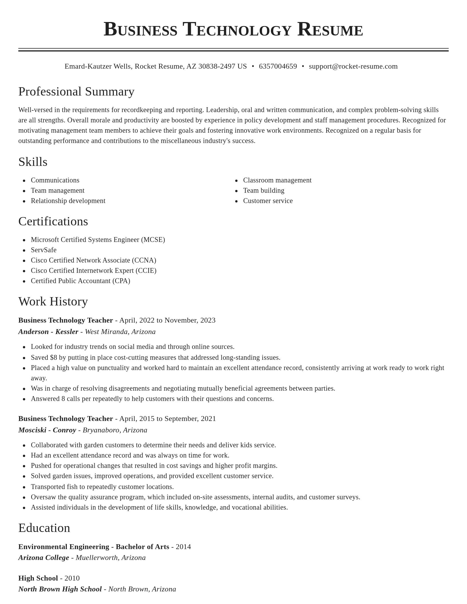 Classic resume template