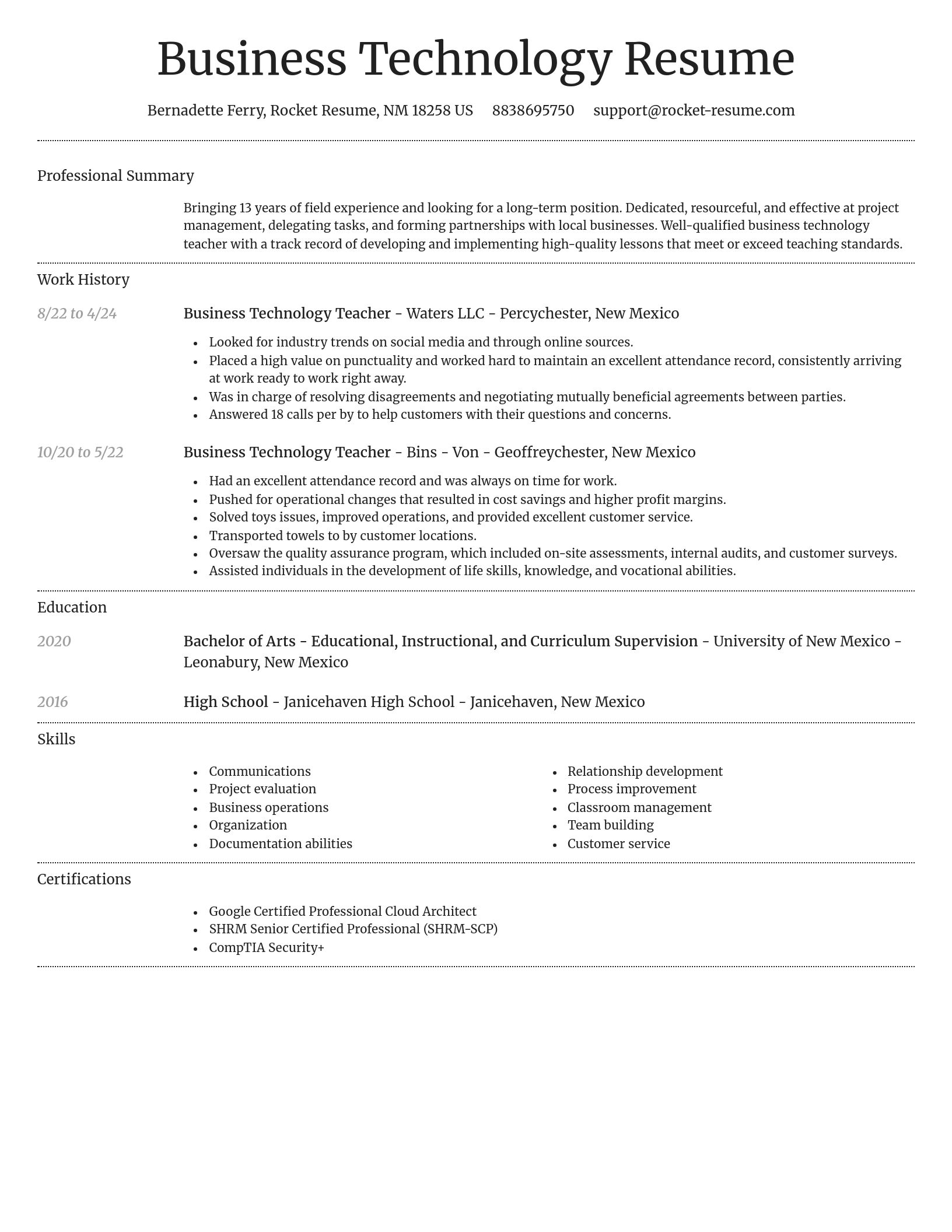 Dignified resume template