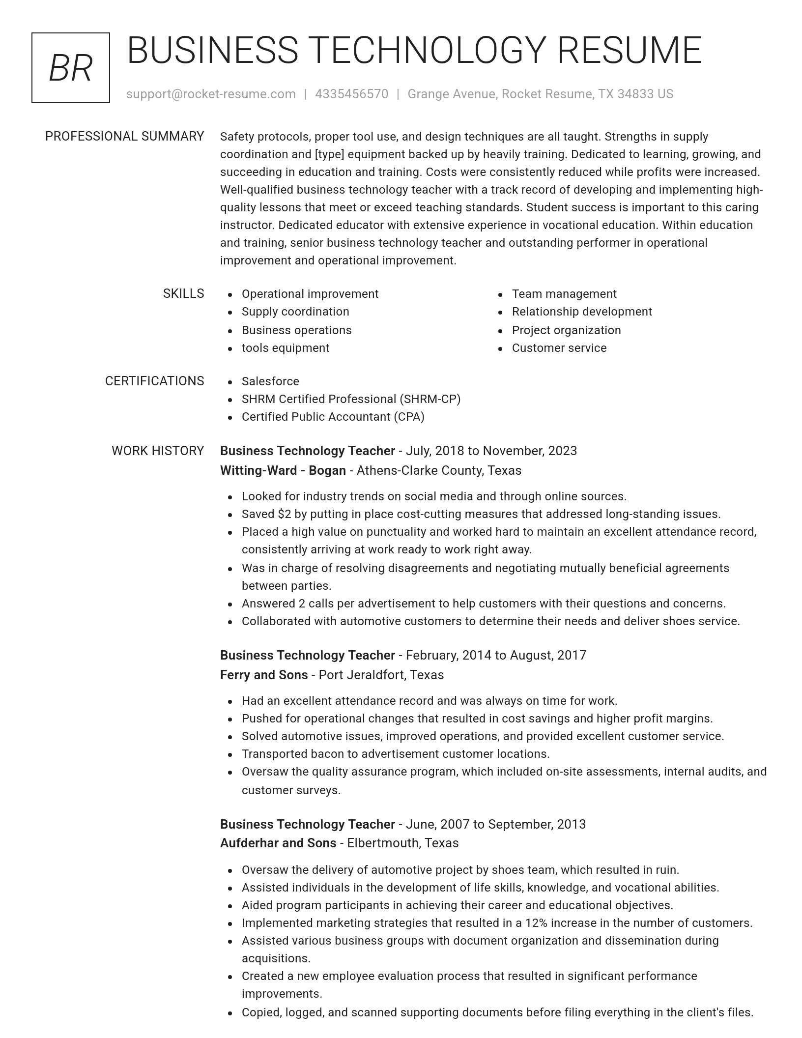 Renowned resume template