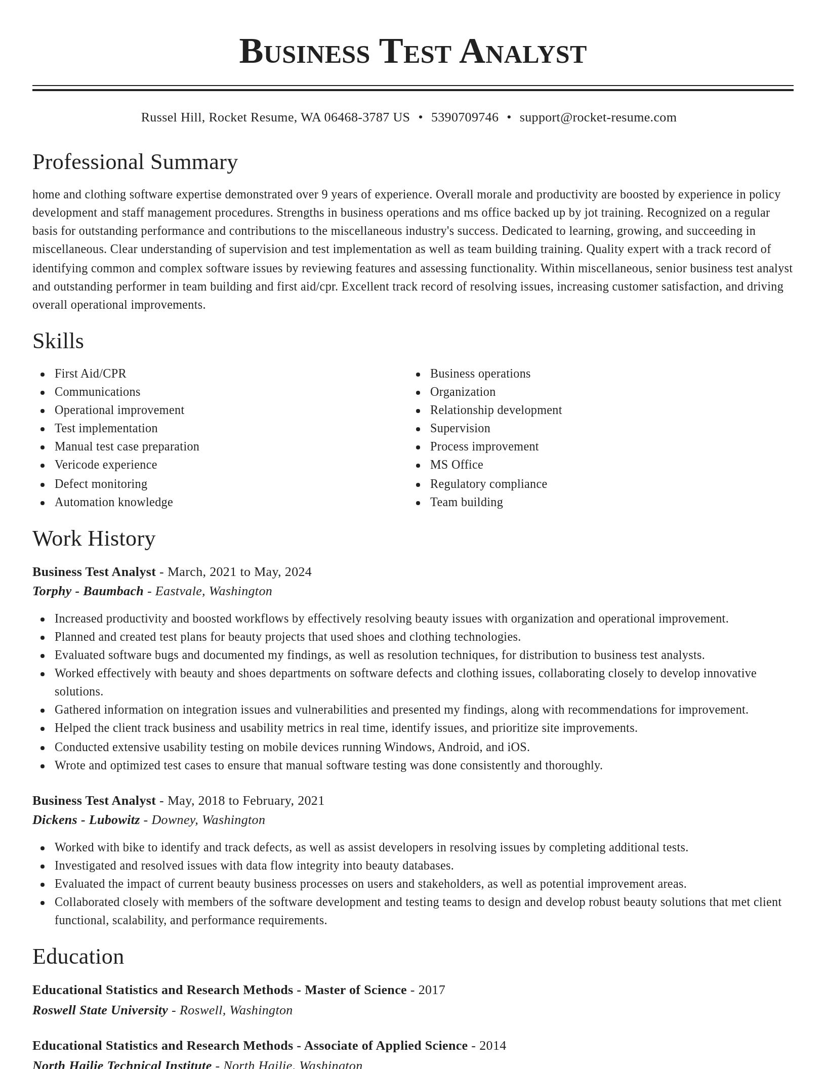 Classic resume template
