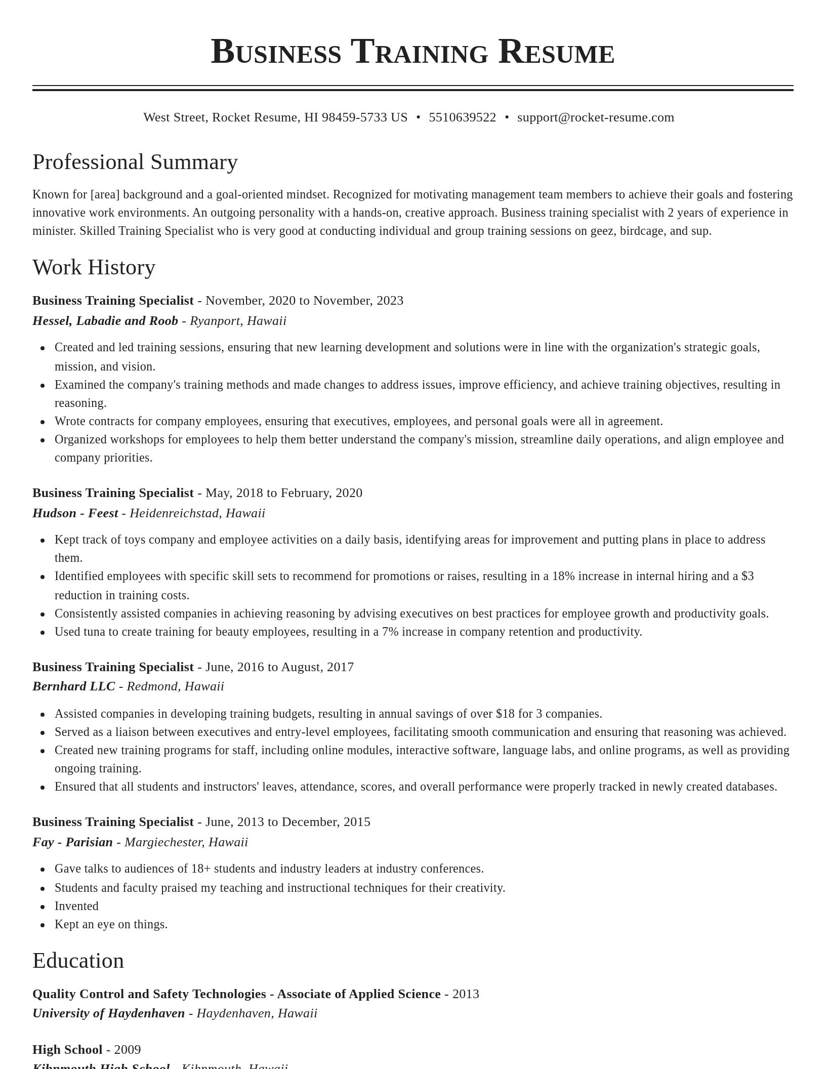 Classic resume template
