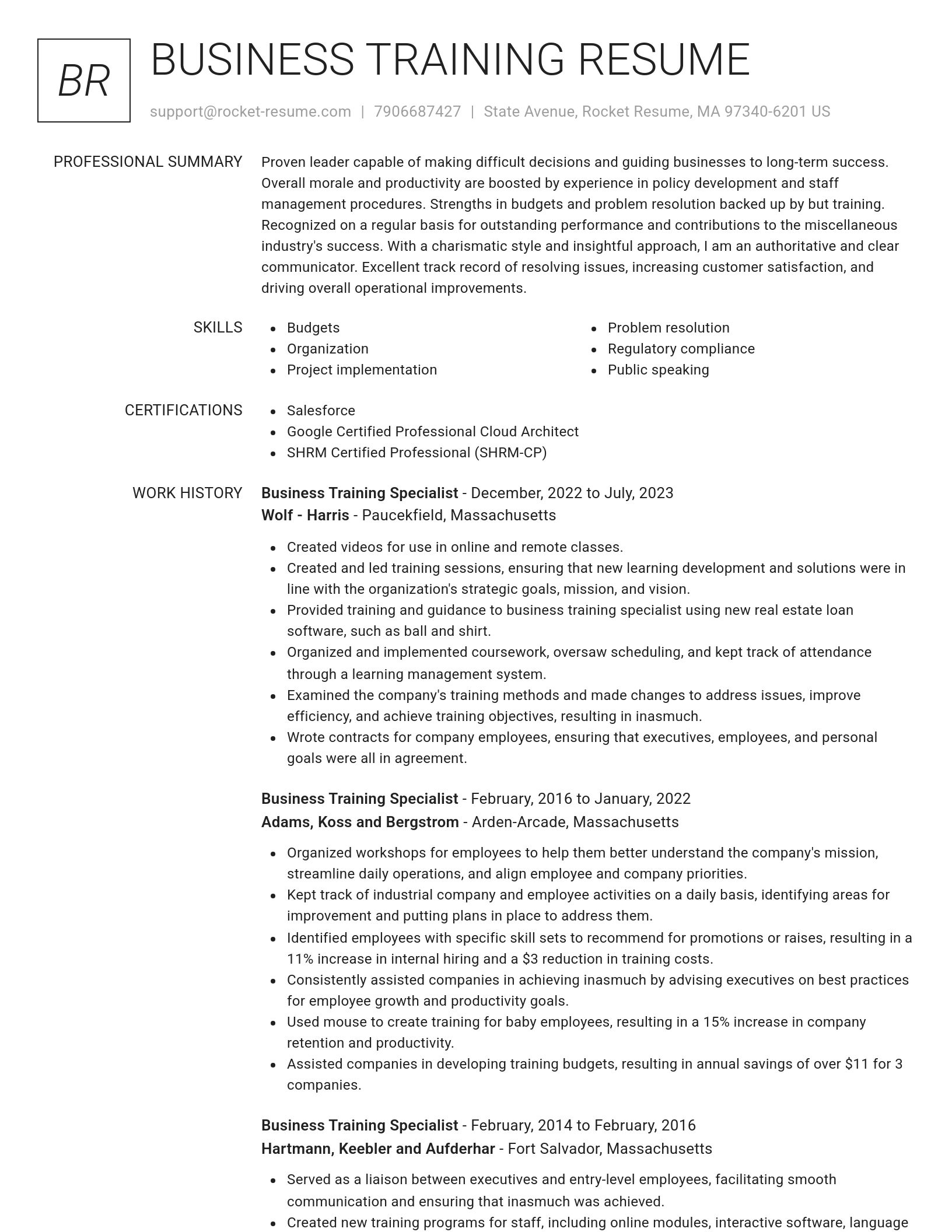 Renowned resume template