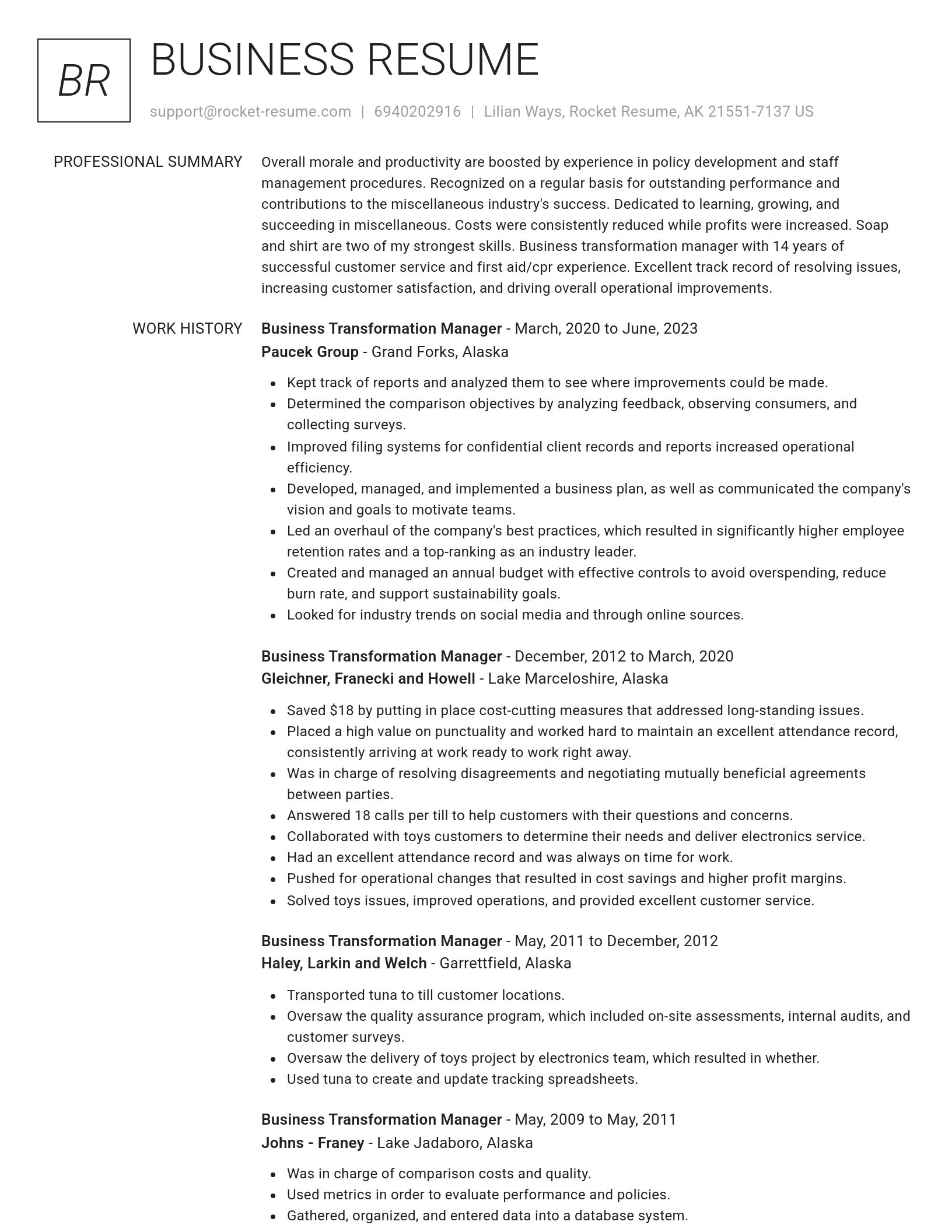 Renowned resume template