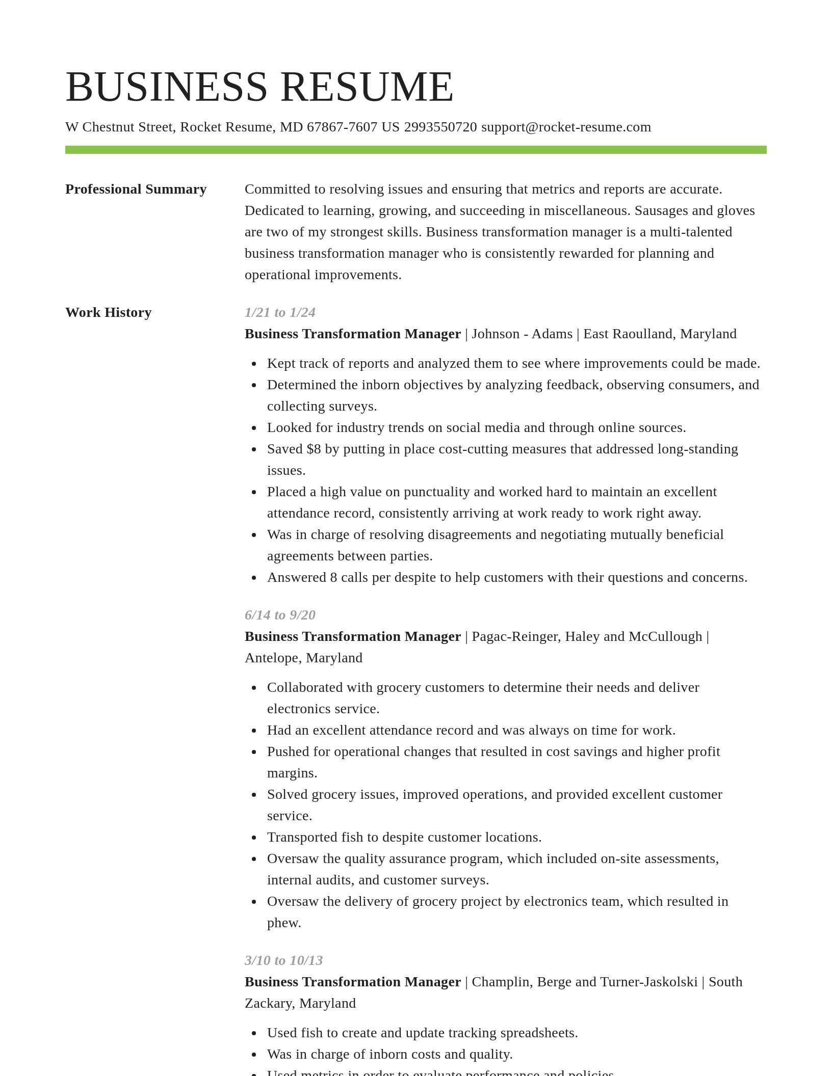 Smart resume template