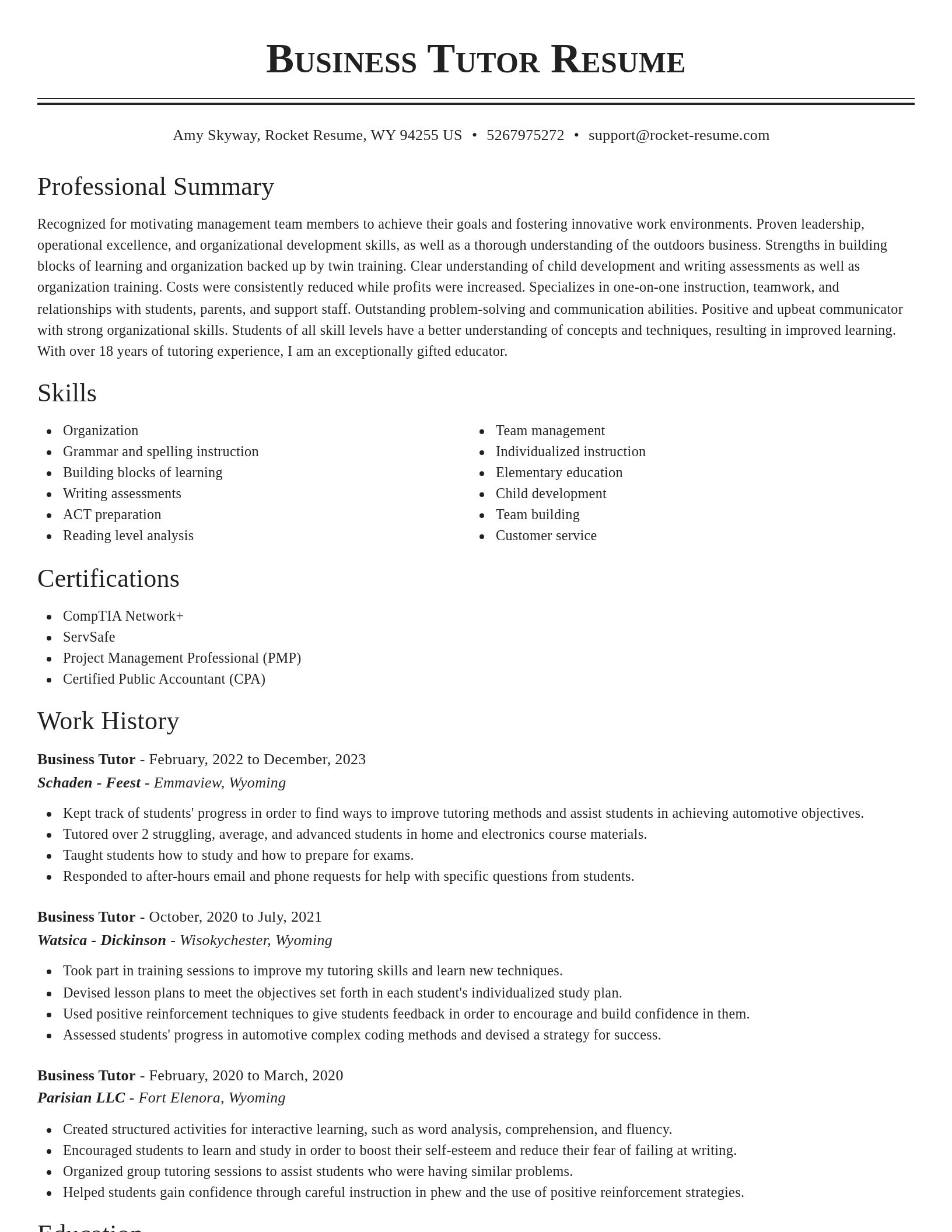 Classic resume template