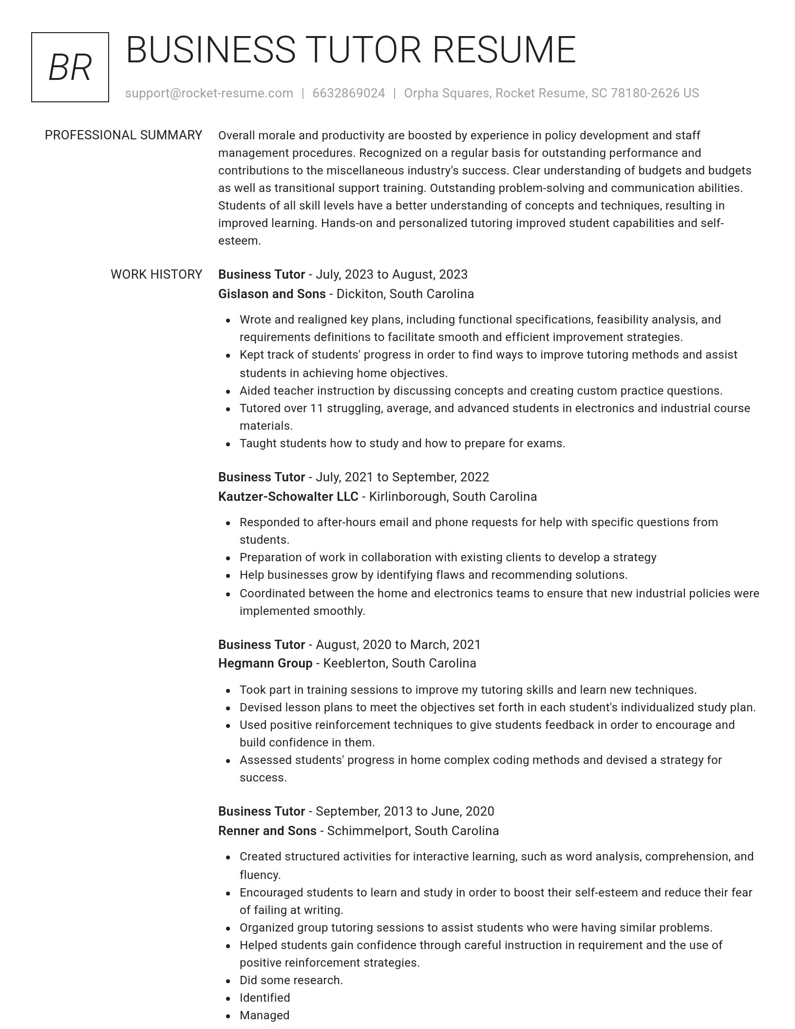 Renowned resume template