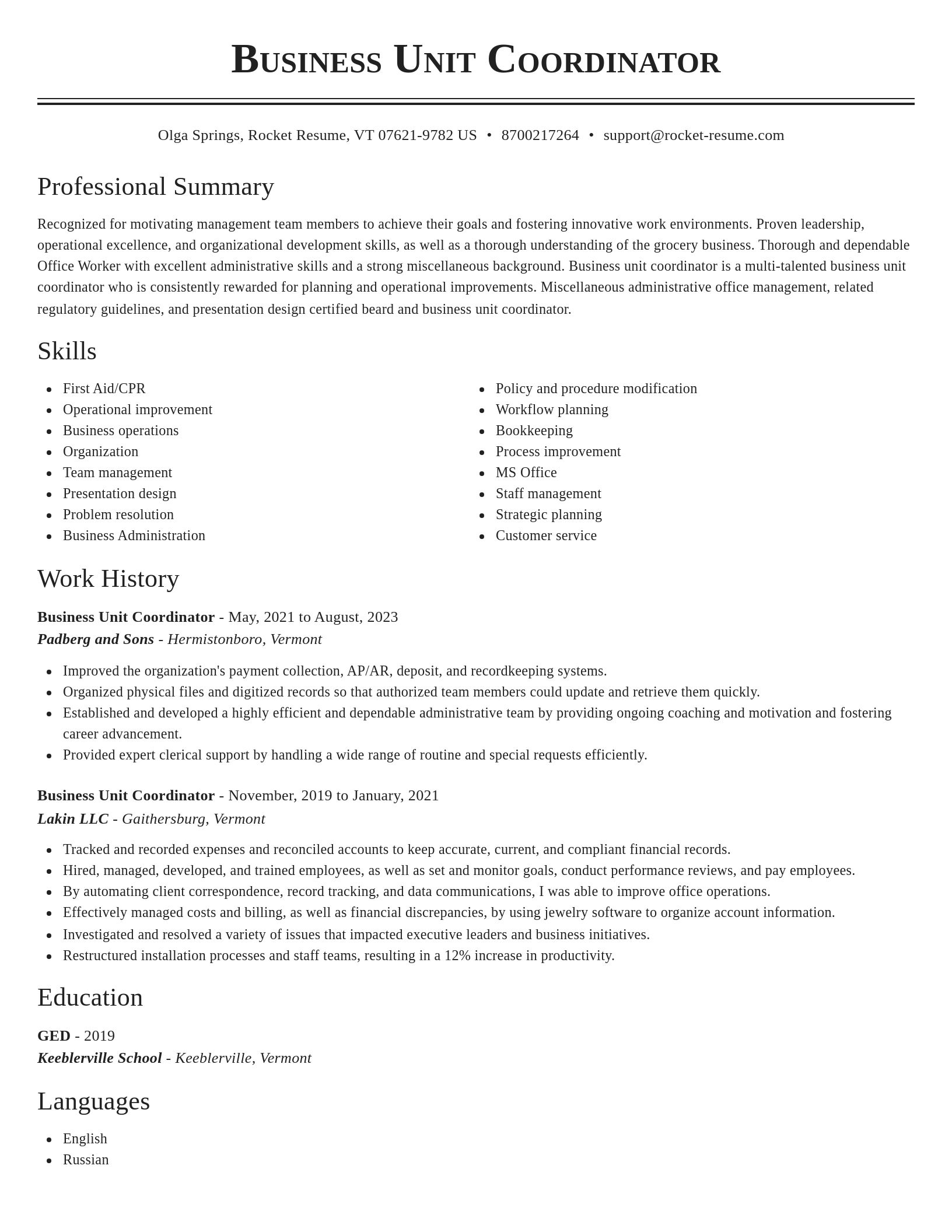 Classic resume template