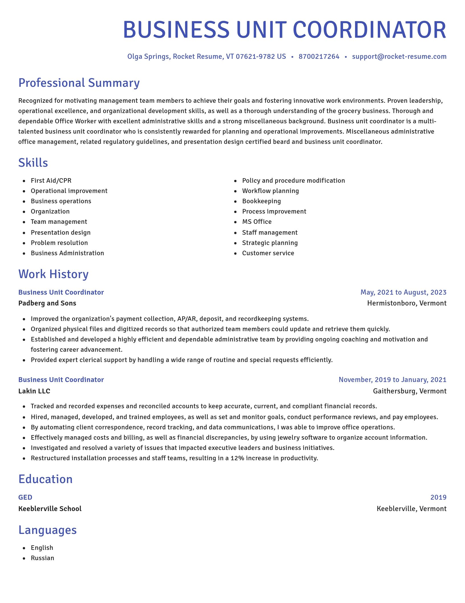 Novel resume template