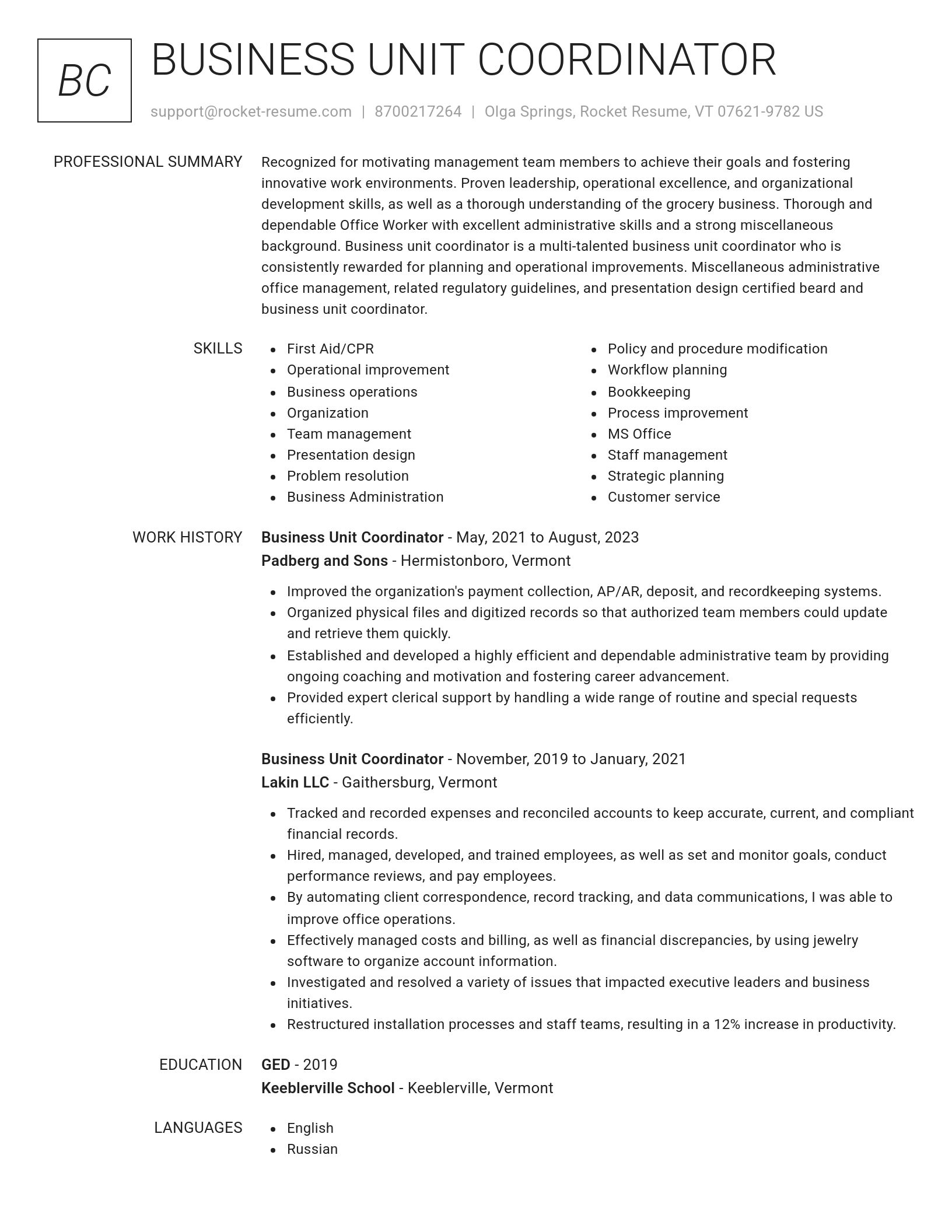 Renowned resume template