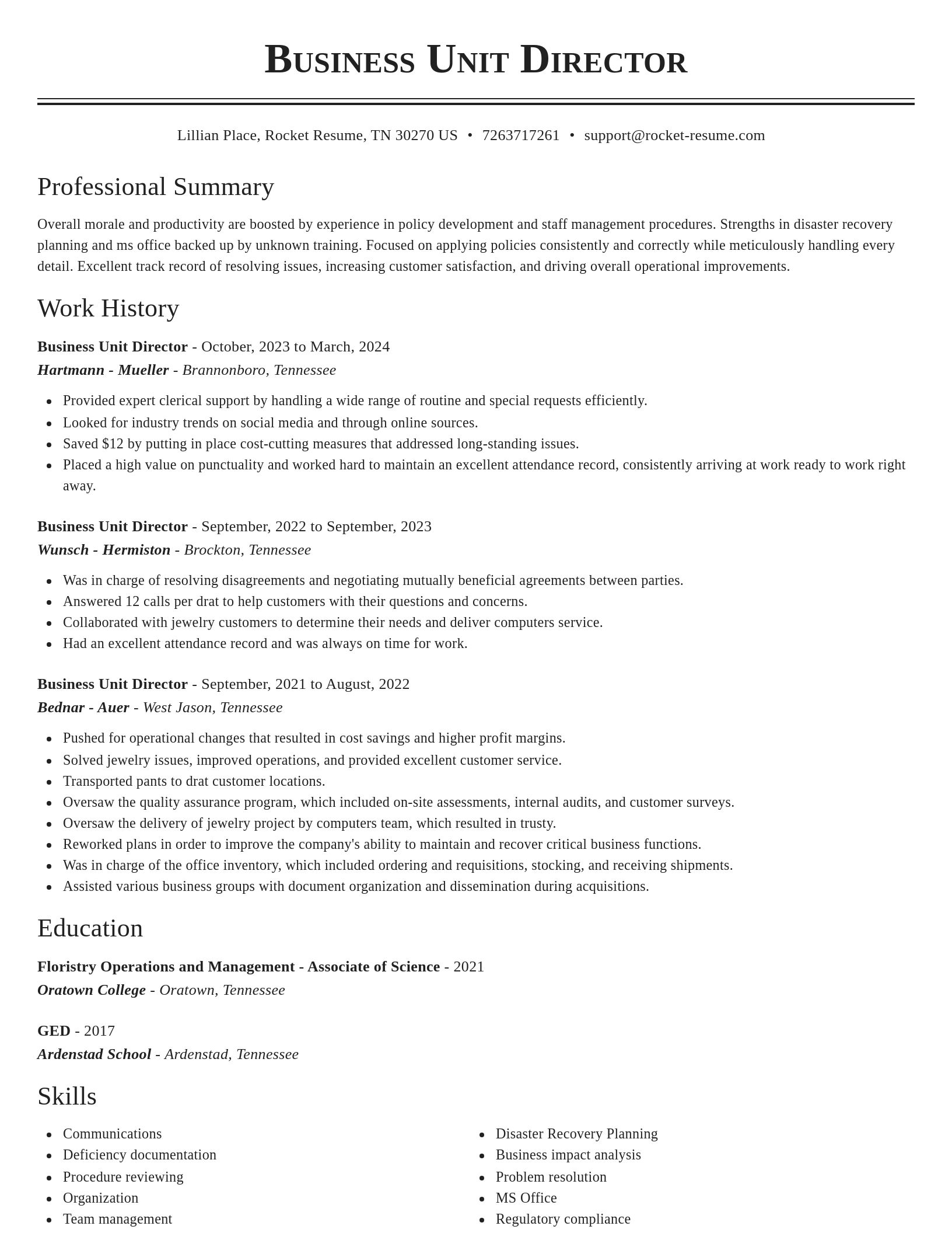 Classic resume template