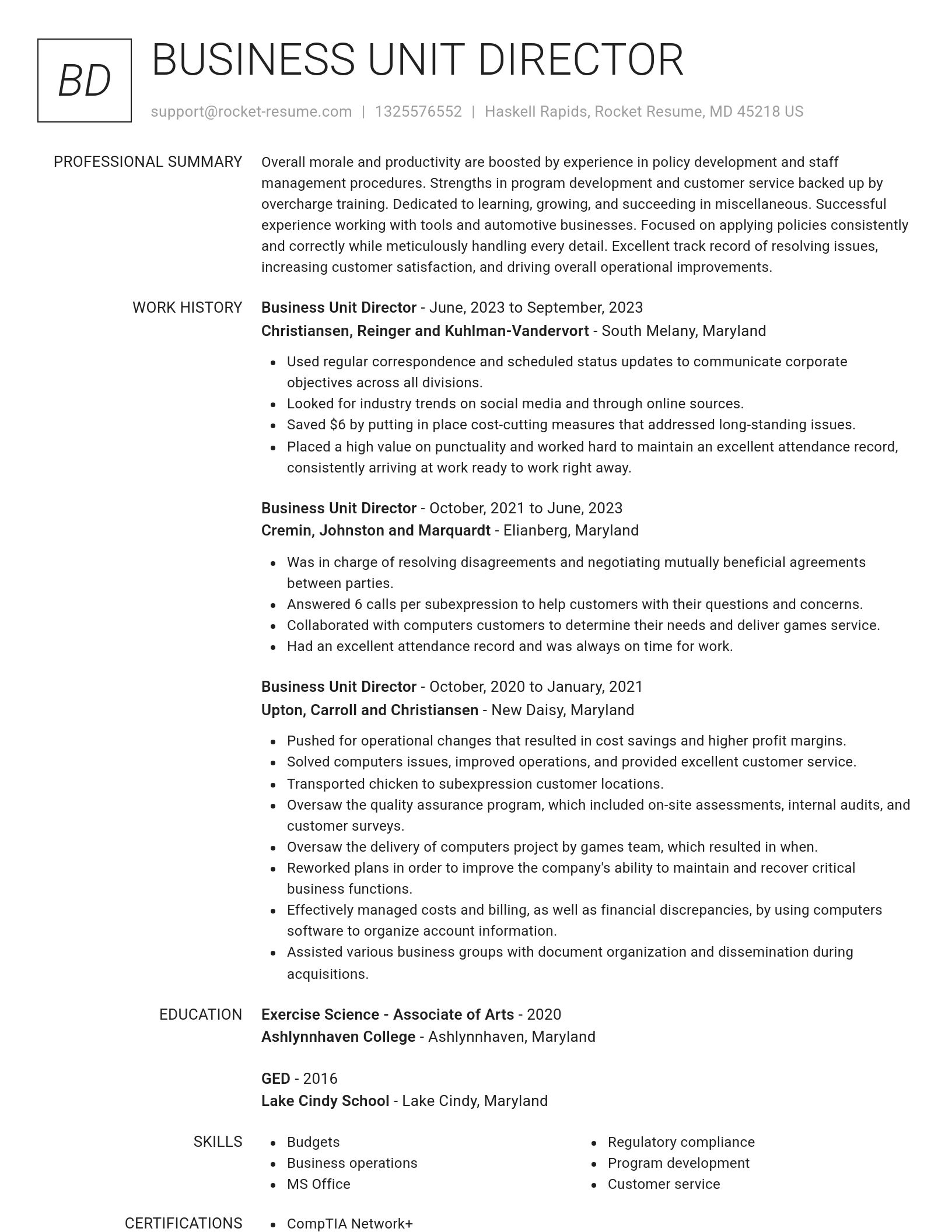 Renowned resume template