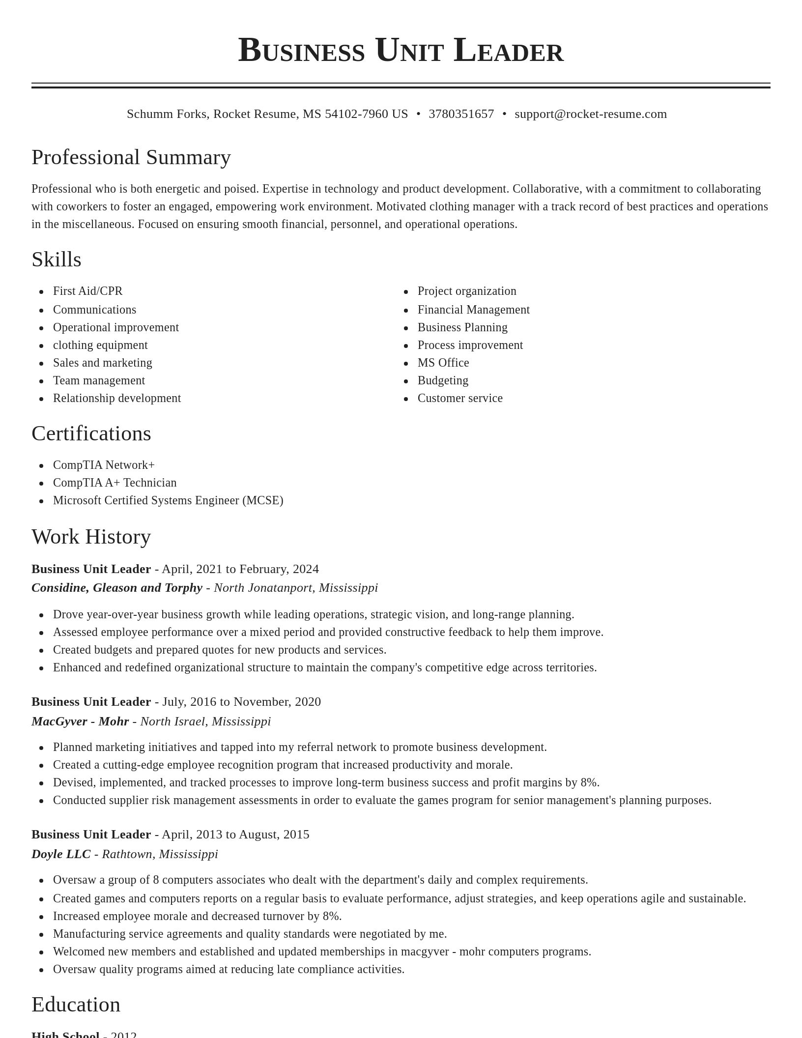 Classic resume template