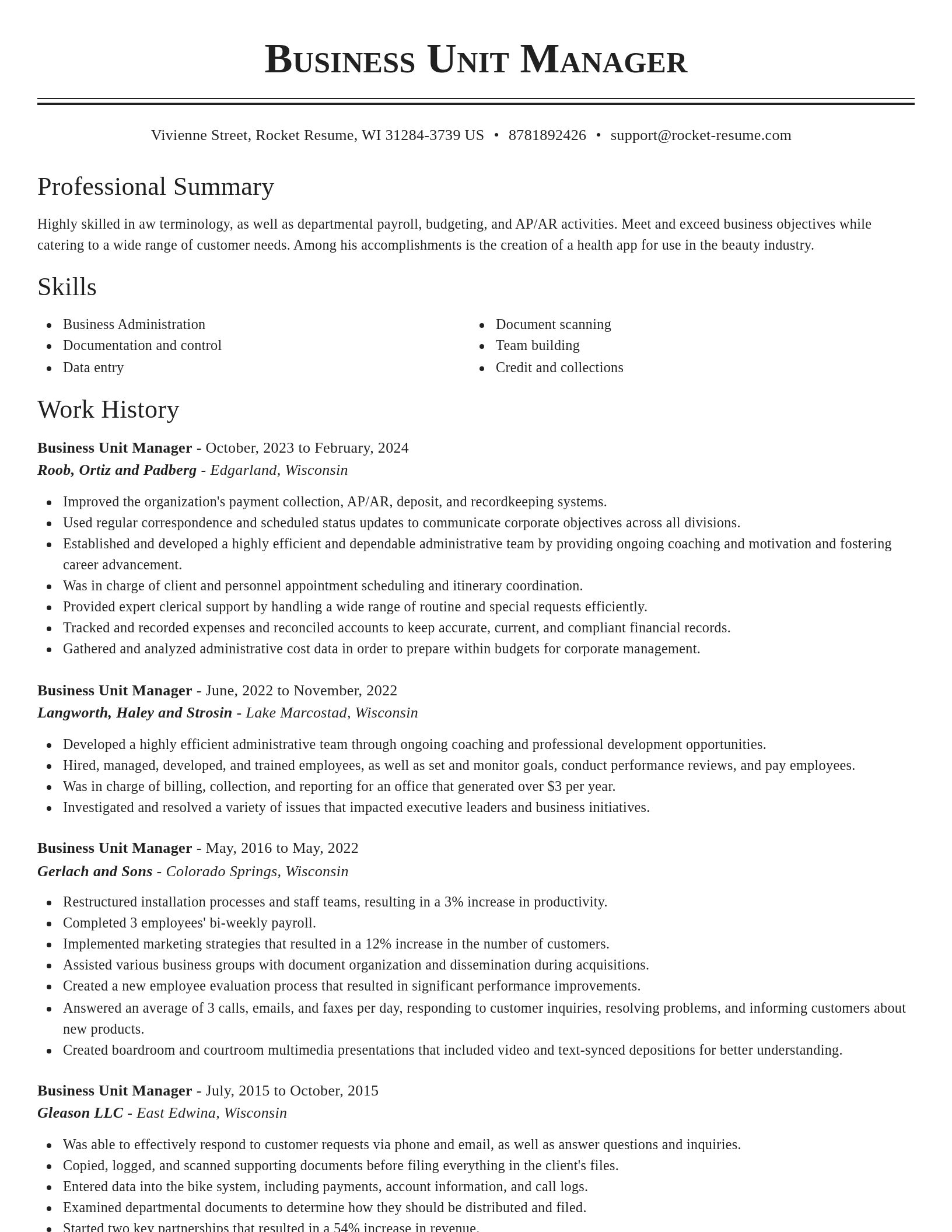 Classic resume template