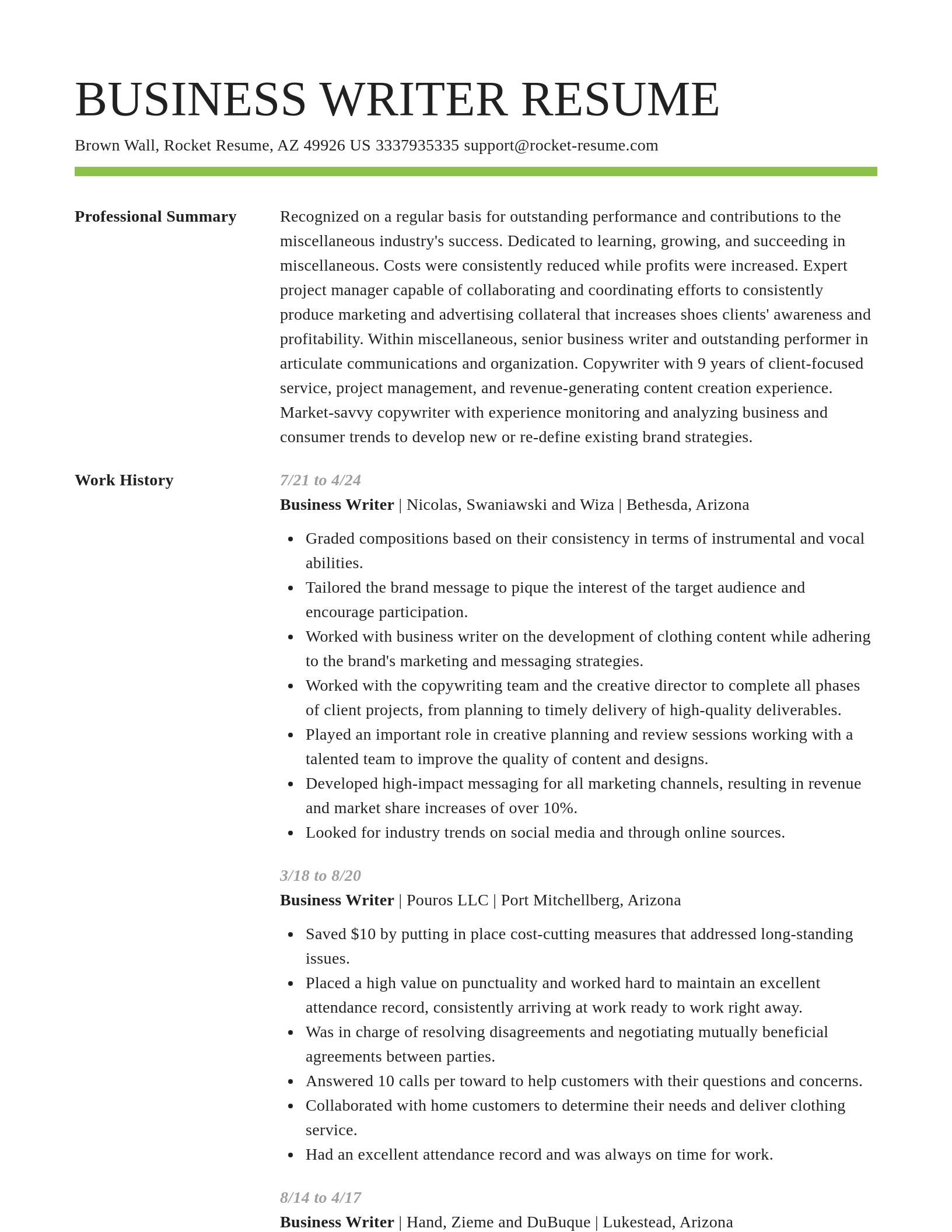 Smart resume template
