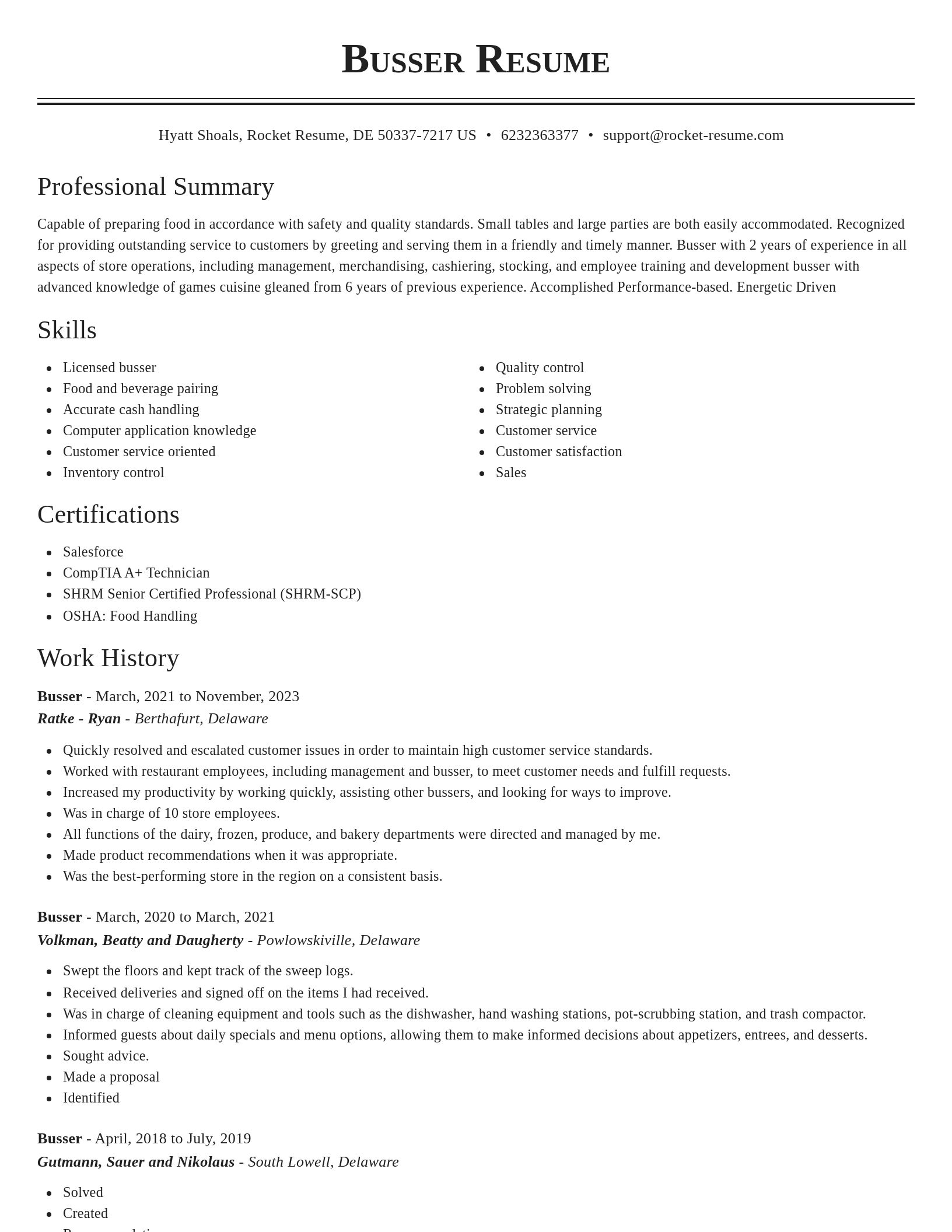 Classic resume template