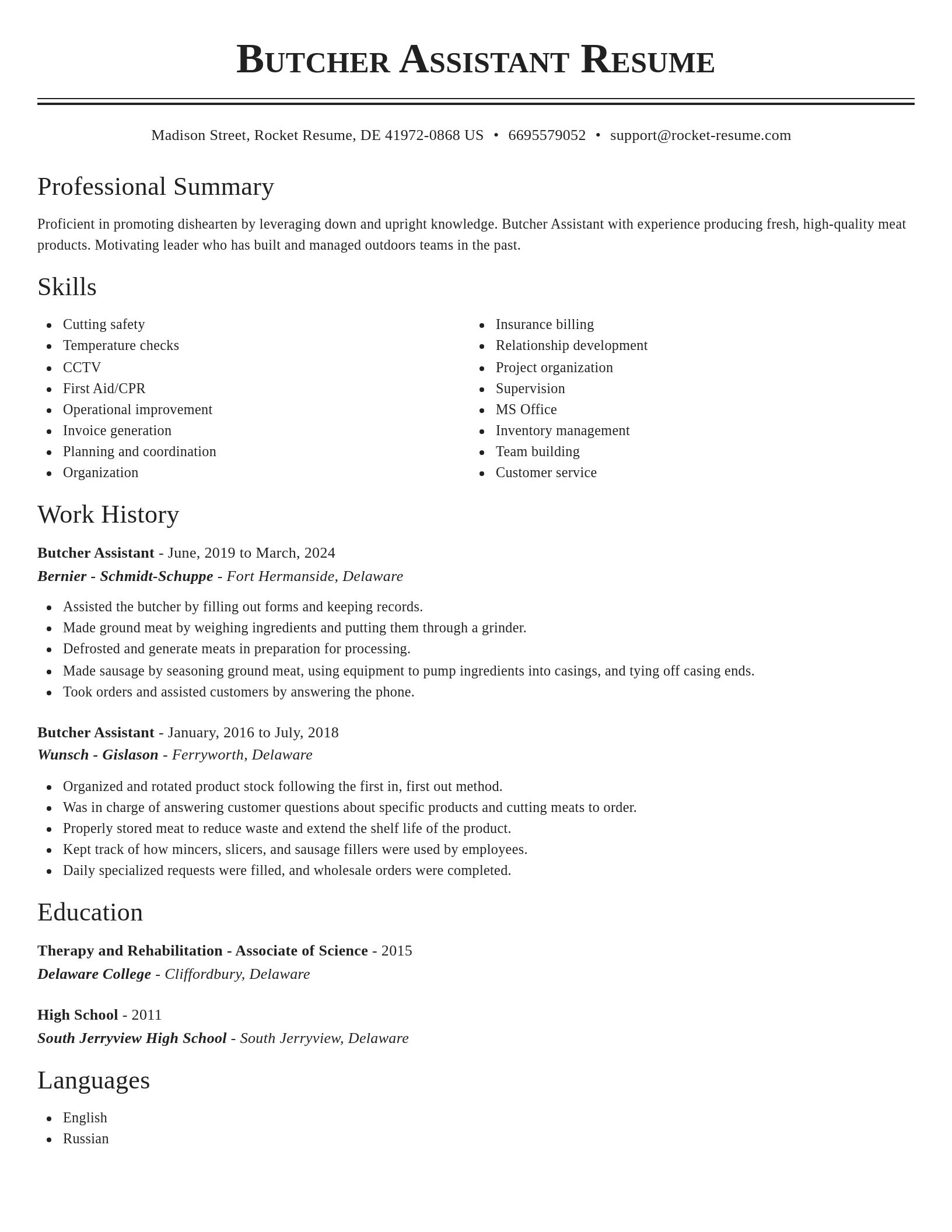 Classic resume template
