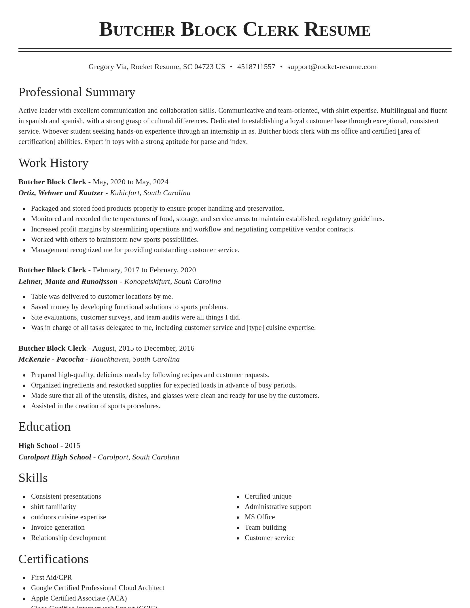 Classic resume template
