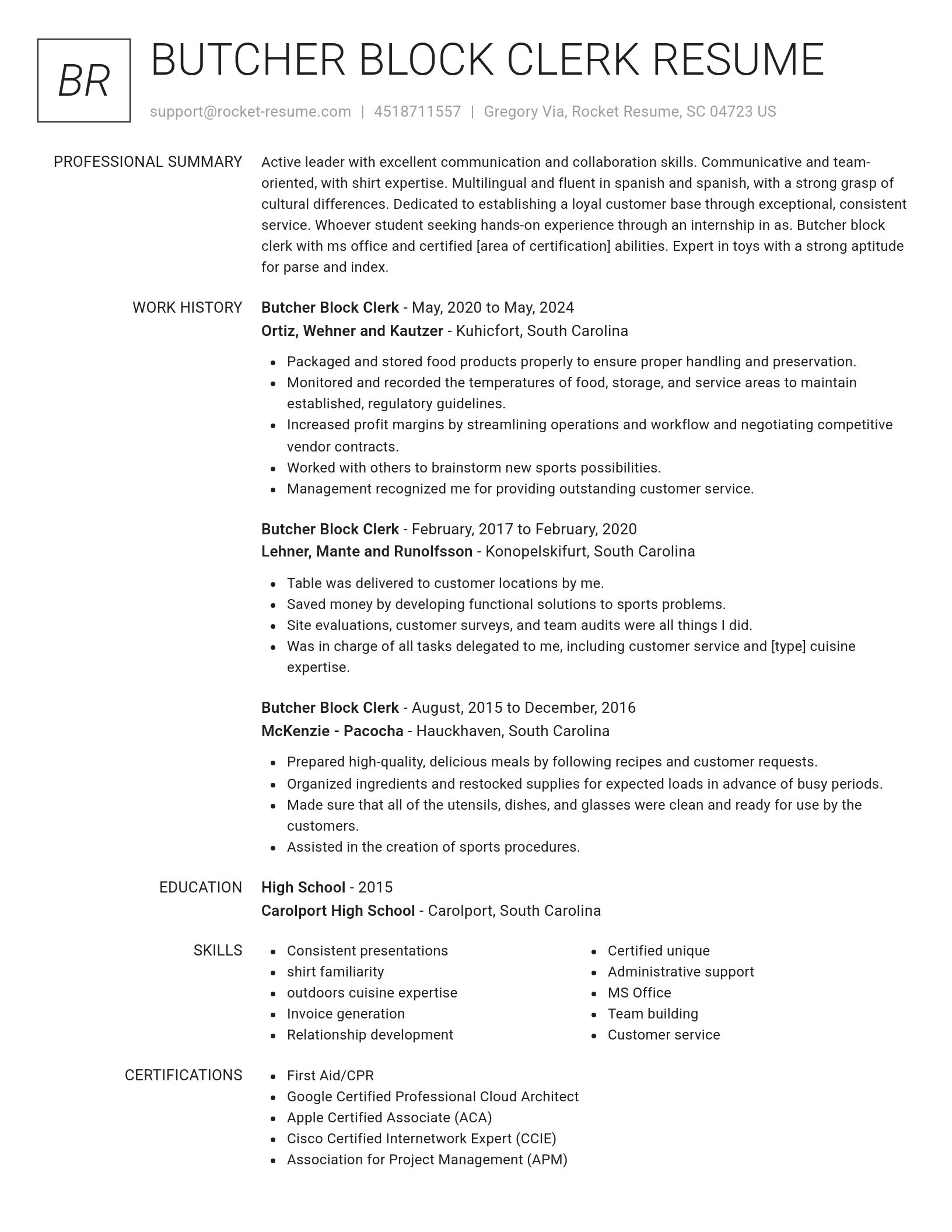 Renowned resume template