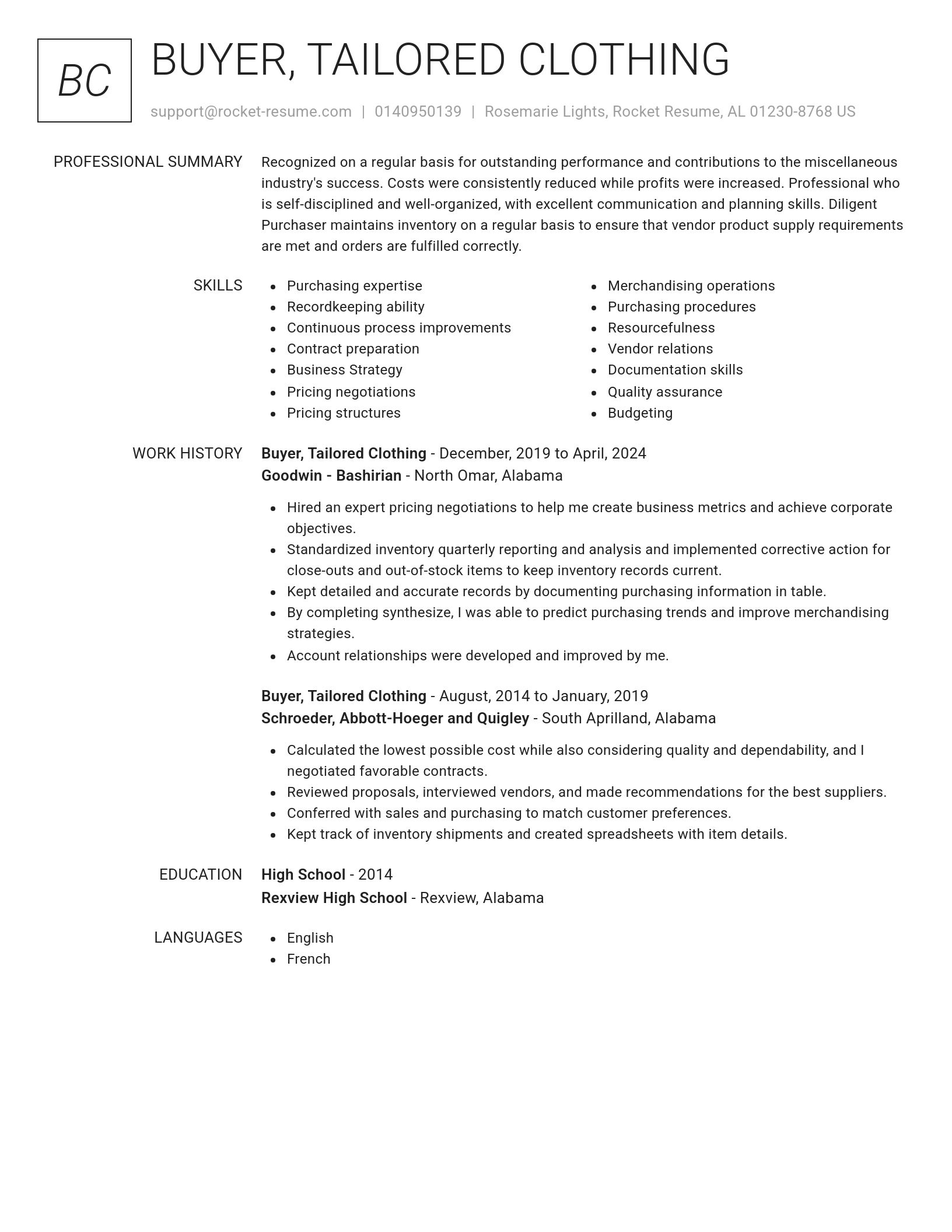 Renowned resume template