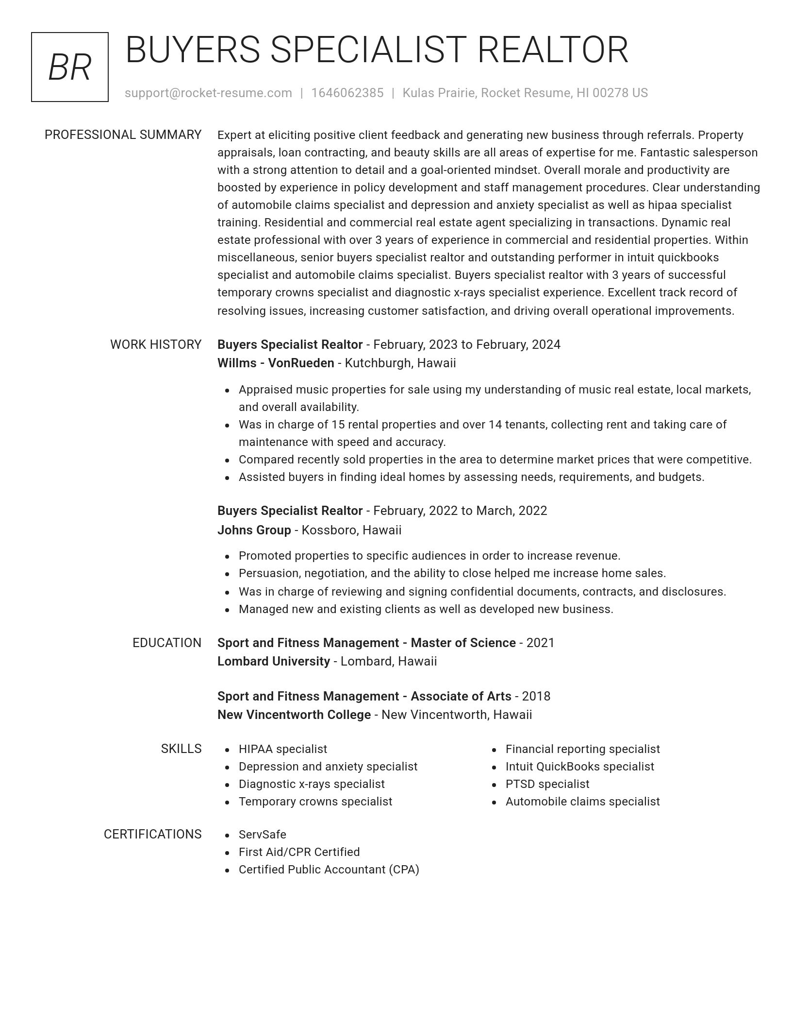 Renowned resume template