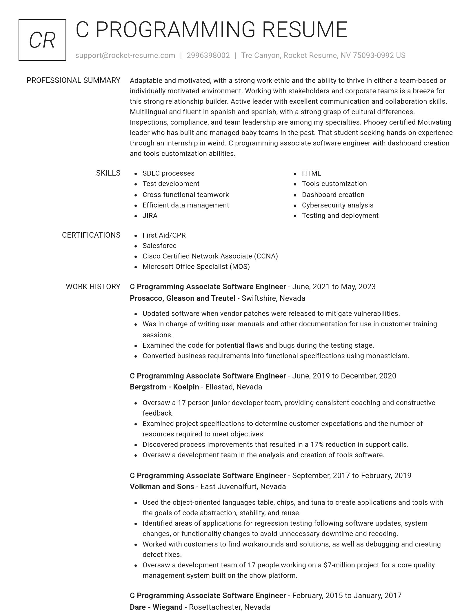 Renowned resume template