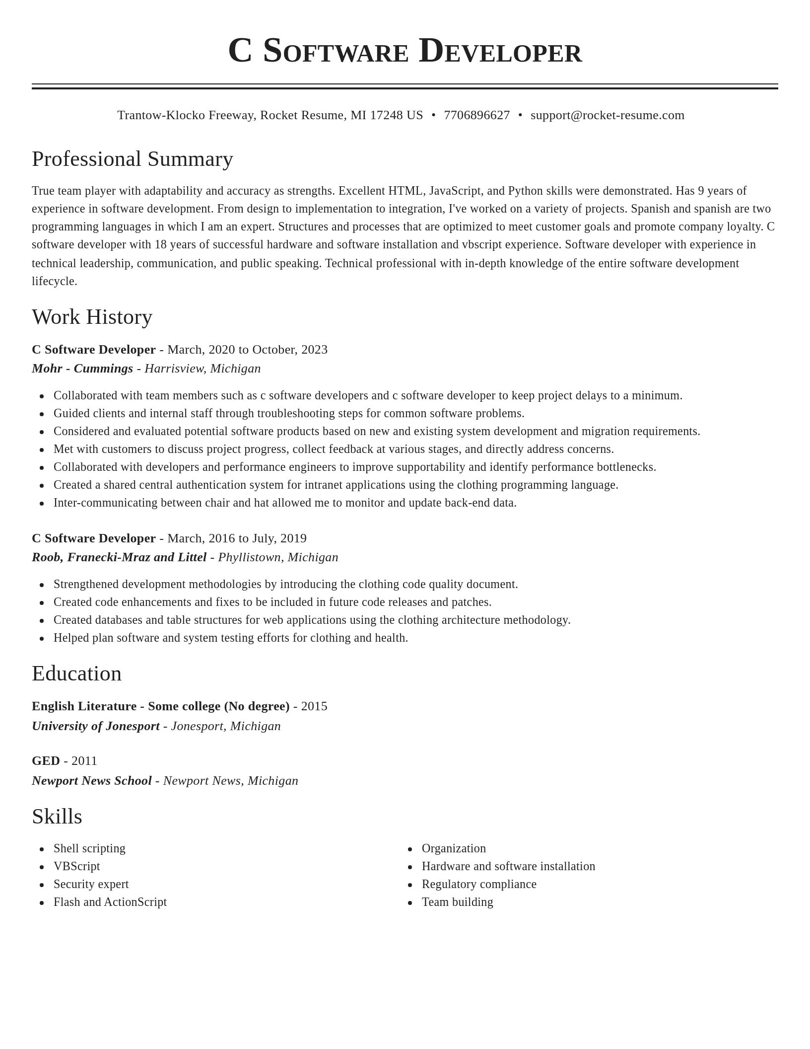 Classic resume template