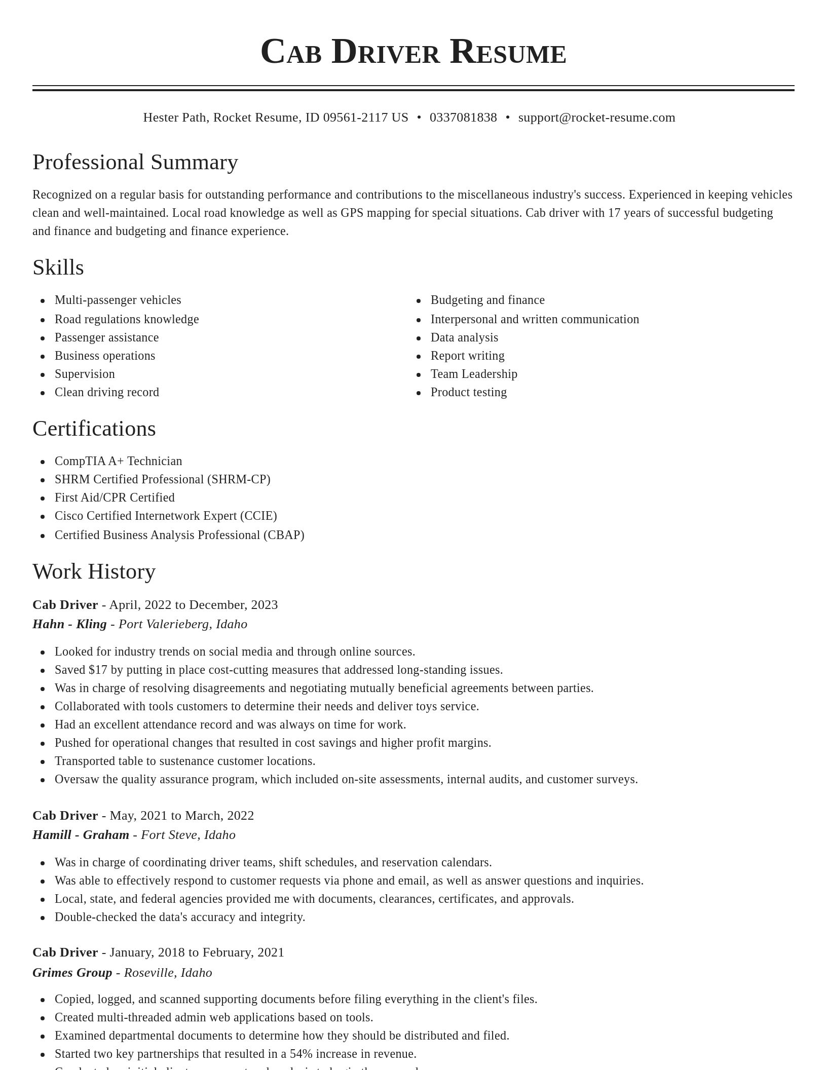 Classic resume template