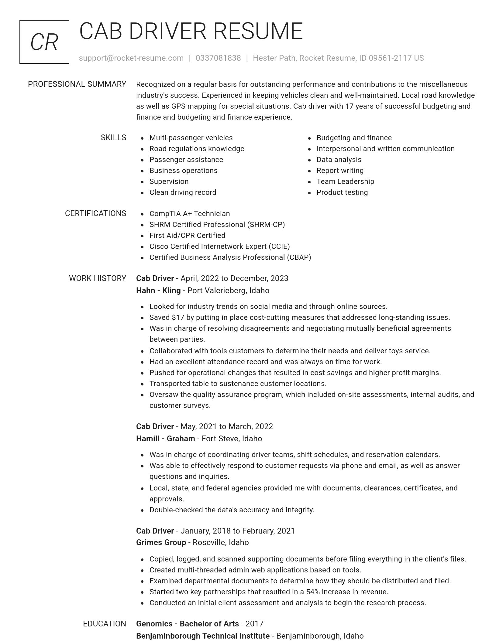 Renowned resume template